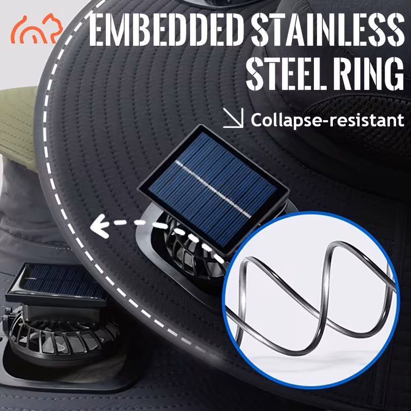 Summer Hot Seller💥Buy 1 Get 1 Free🔥Solar-powered fan hat, outdoor fishing hat, includes 3 rechargeable fans, suitable for various occasions: running, camping, fishing, travel.