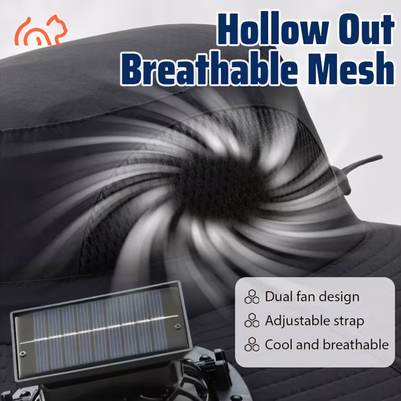 Summer Hot Seller💥Buy 1 Get 1 Free🔥Solar-powered fan hat, outdoor fishing hat, includes 3 rechargeable fans, suitable for various occasions: running, camping, fishing, travel.