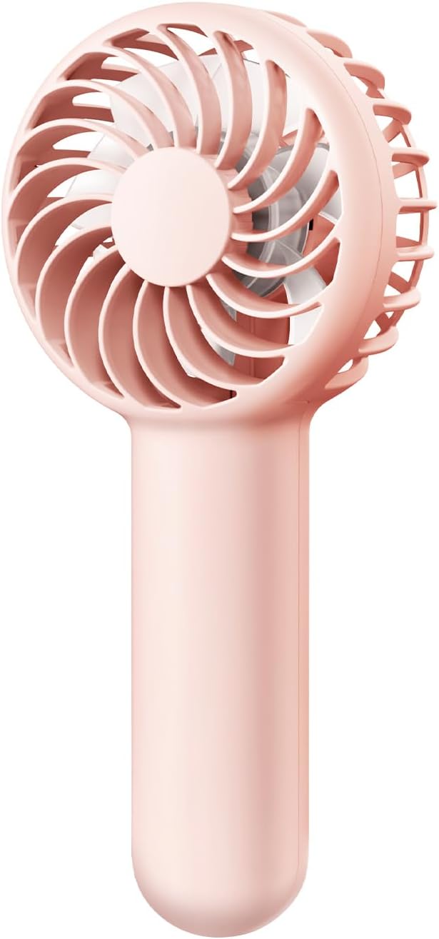 Mini Portable Handheld Fan, 3 Speed Powerful Battery Operated, Small USB Rechargeable Personal Fan for Makeup Eyelash, Camping Beach Airplane Travel Essentials for Women Girls