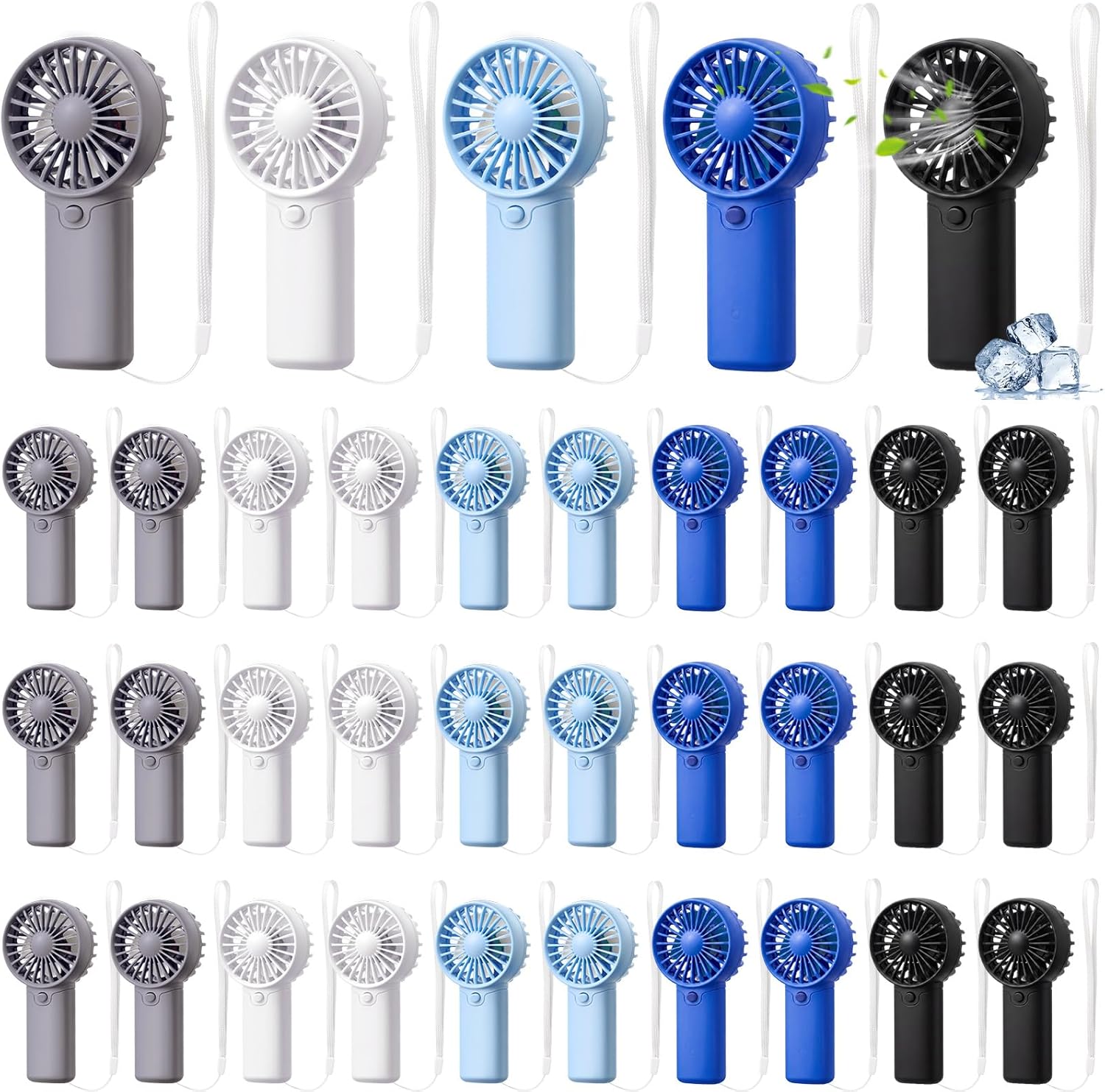 30 Pcs Mini Portable Fan Handheld Battery Operated Portable Small Personal Fans for Summer Travel Beach Indoor Outdoor Cooling Gift (Green,Pink,White)