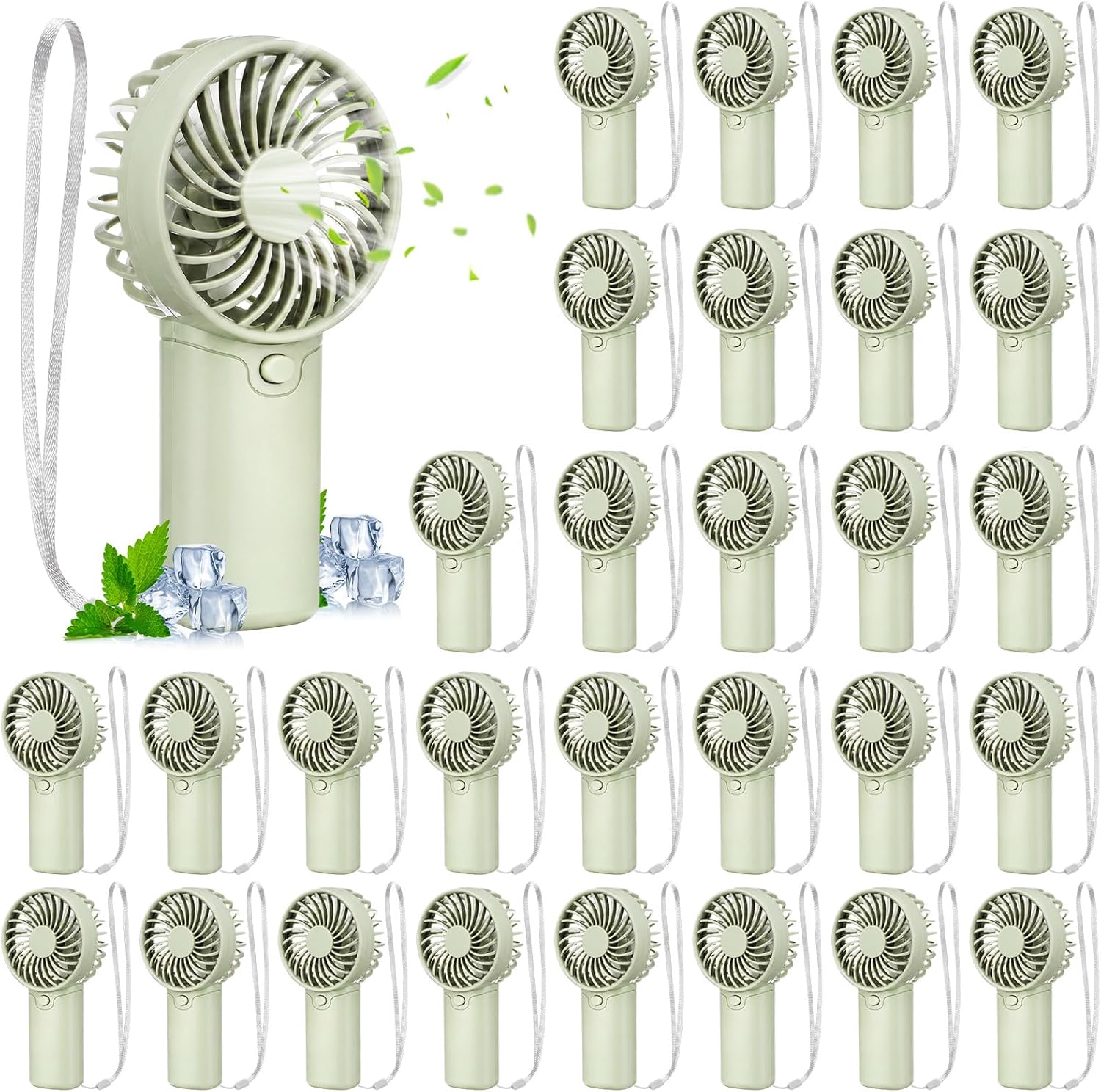30 Pcs Mini Portable Fan Handheld Battery Operated Portable Small Personal Fans for Summer Travel Beach Indoor Outdoor Cooling Gift (Green,Pink,White)