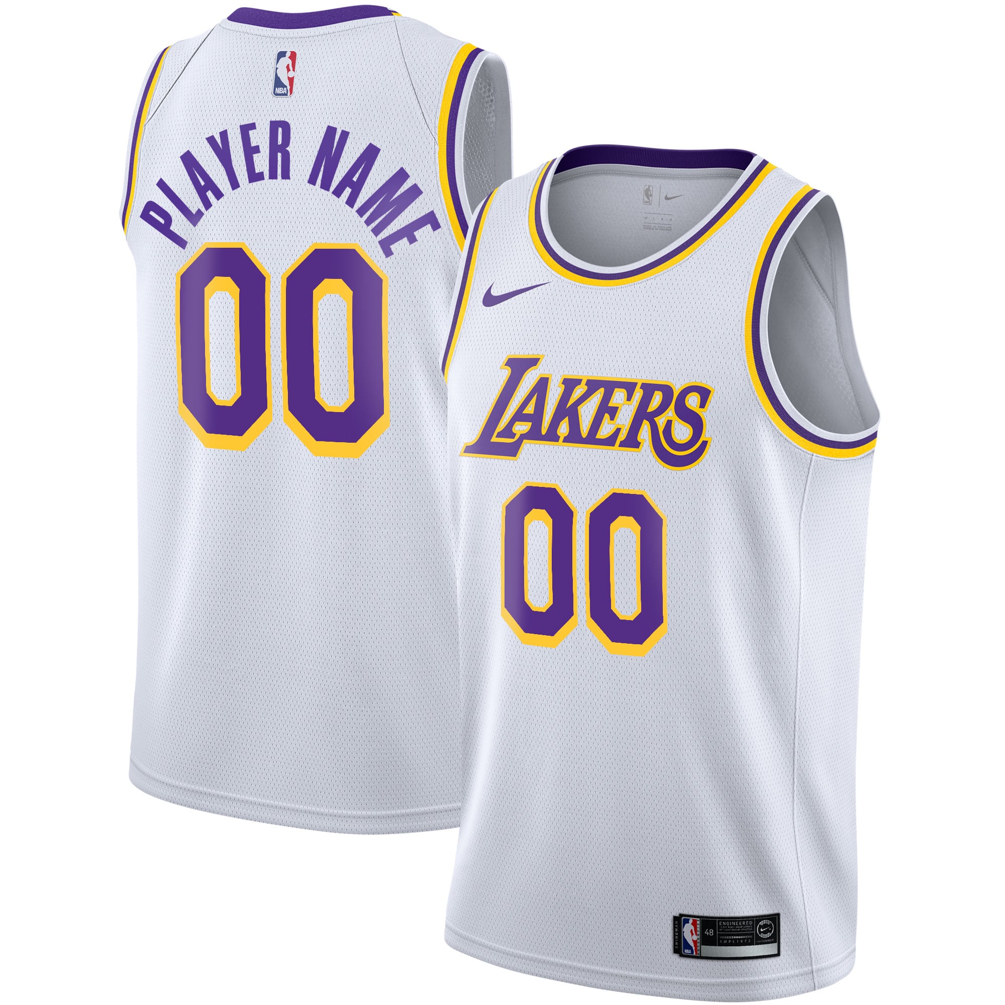 Los Angeles Lakers 2020/21 Swingman Custom Jersey Association Edition White