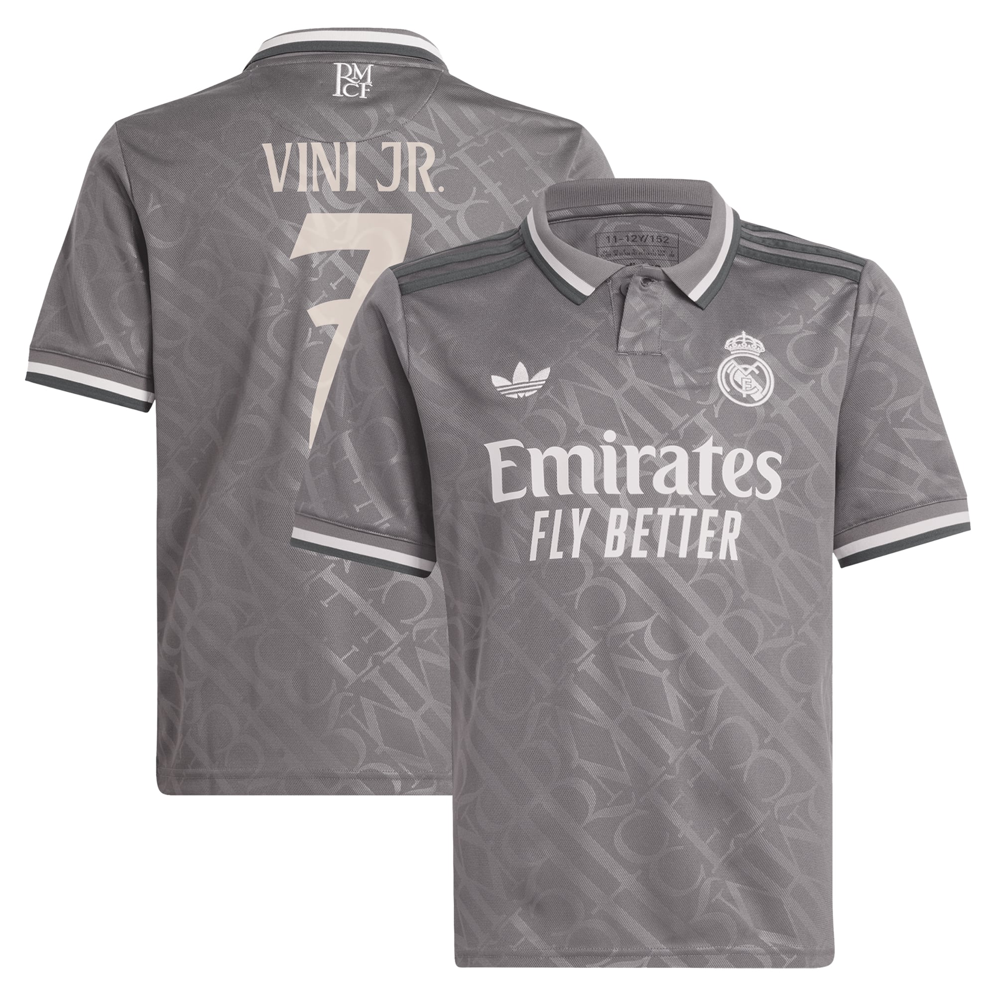 Vini Jr. Real Madrid Originals Youth 2024/25 Third Replica Player Jersey Charcoal