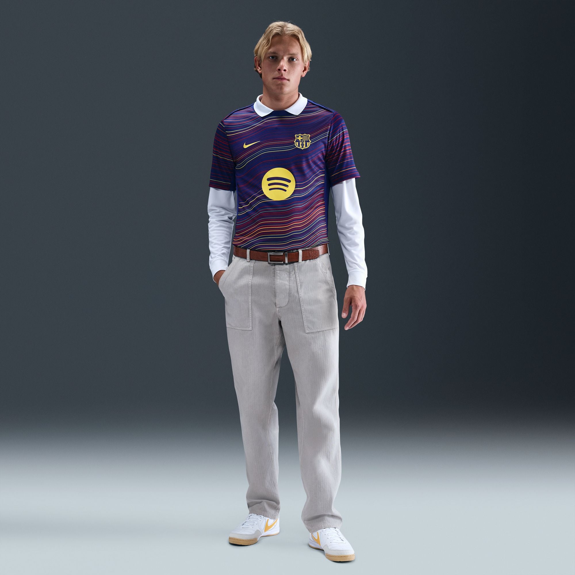 Barcelona Home 2025/26 Academy Pro Pre Match Top Navy