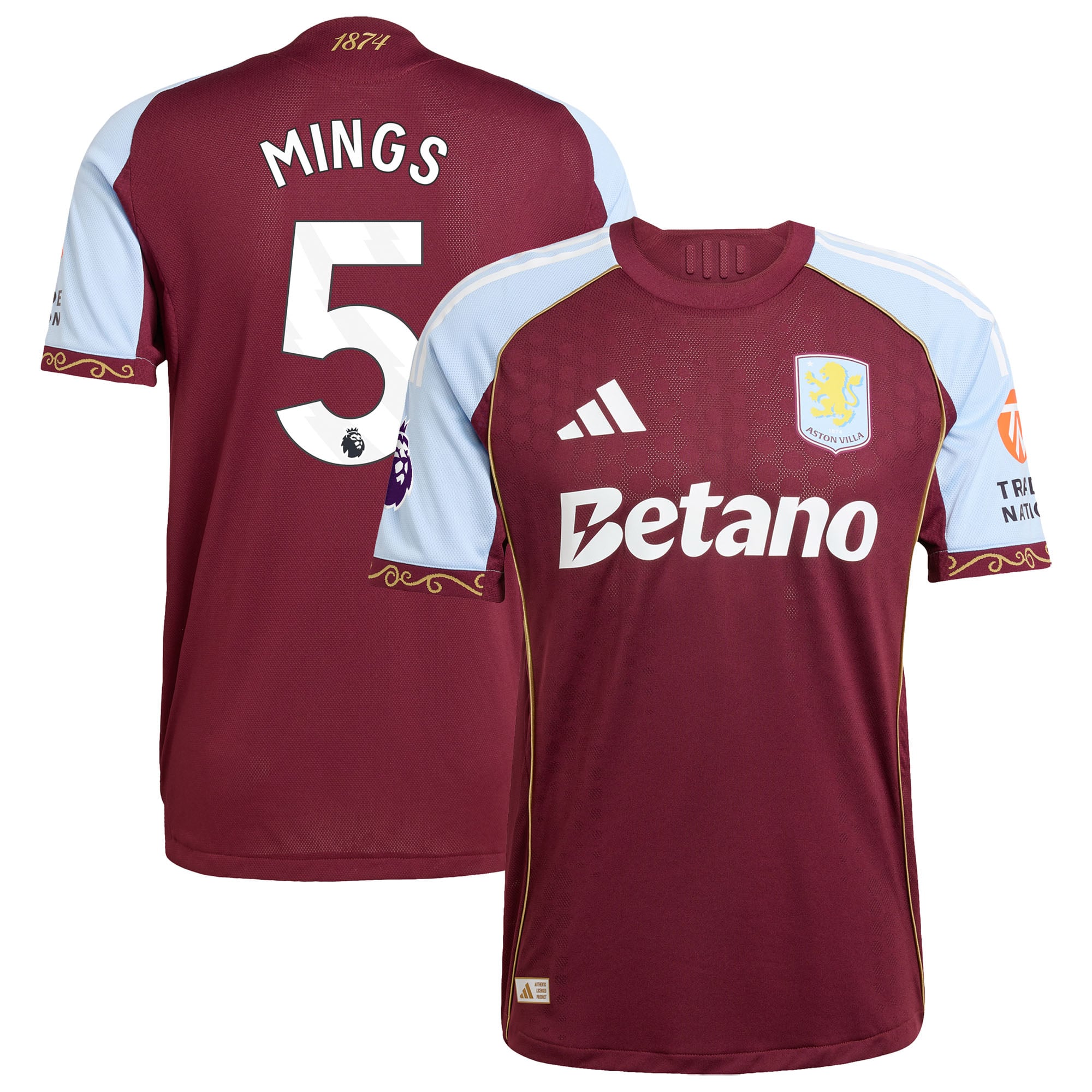 Tyrone Mings Aston Villa 2025/26 Home Style Jersey Claret