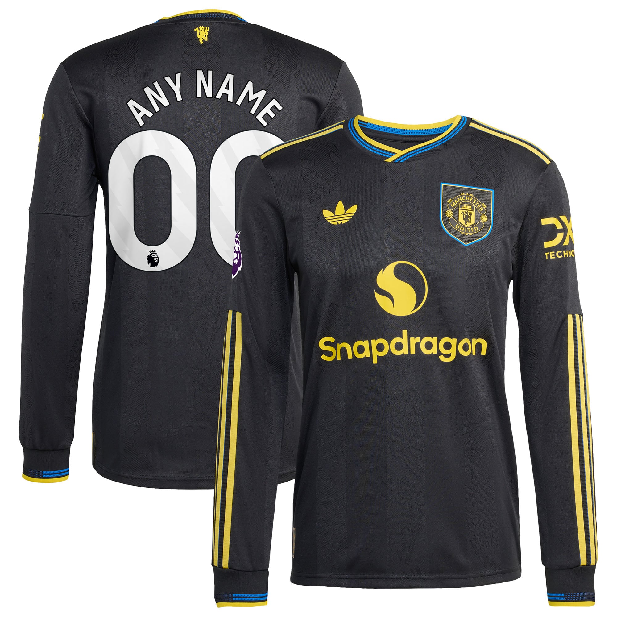 Manchester United 2025/26 Third Style Long Sleeve Custom Jersey Black