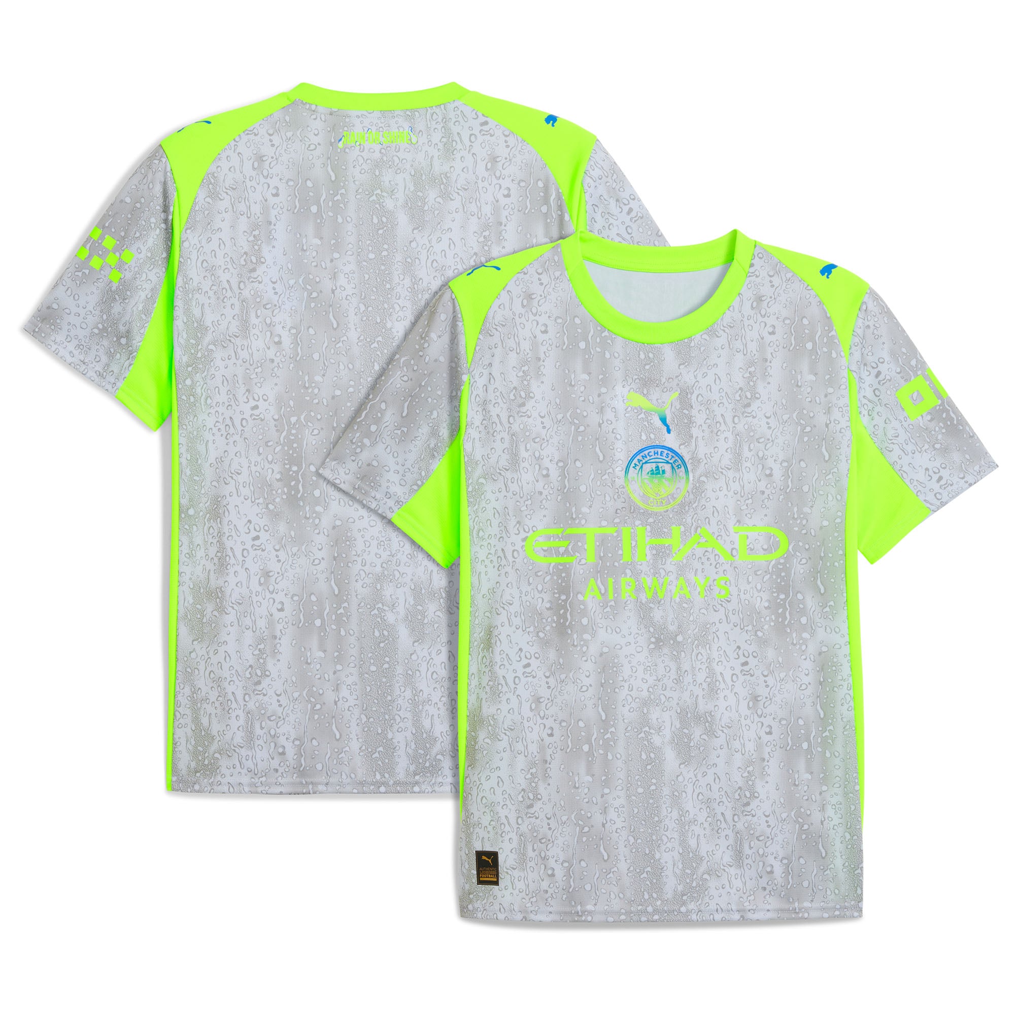 Manchester City 2025/26 Third Replica Jersey Gray/Neon Green