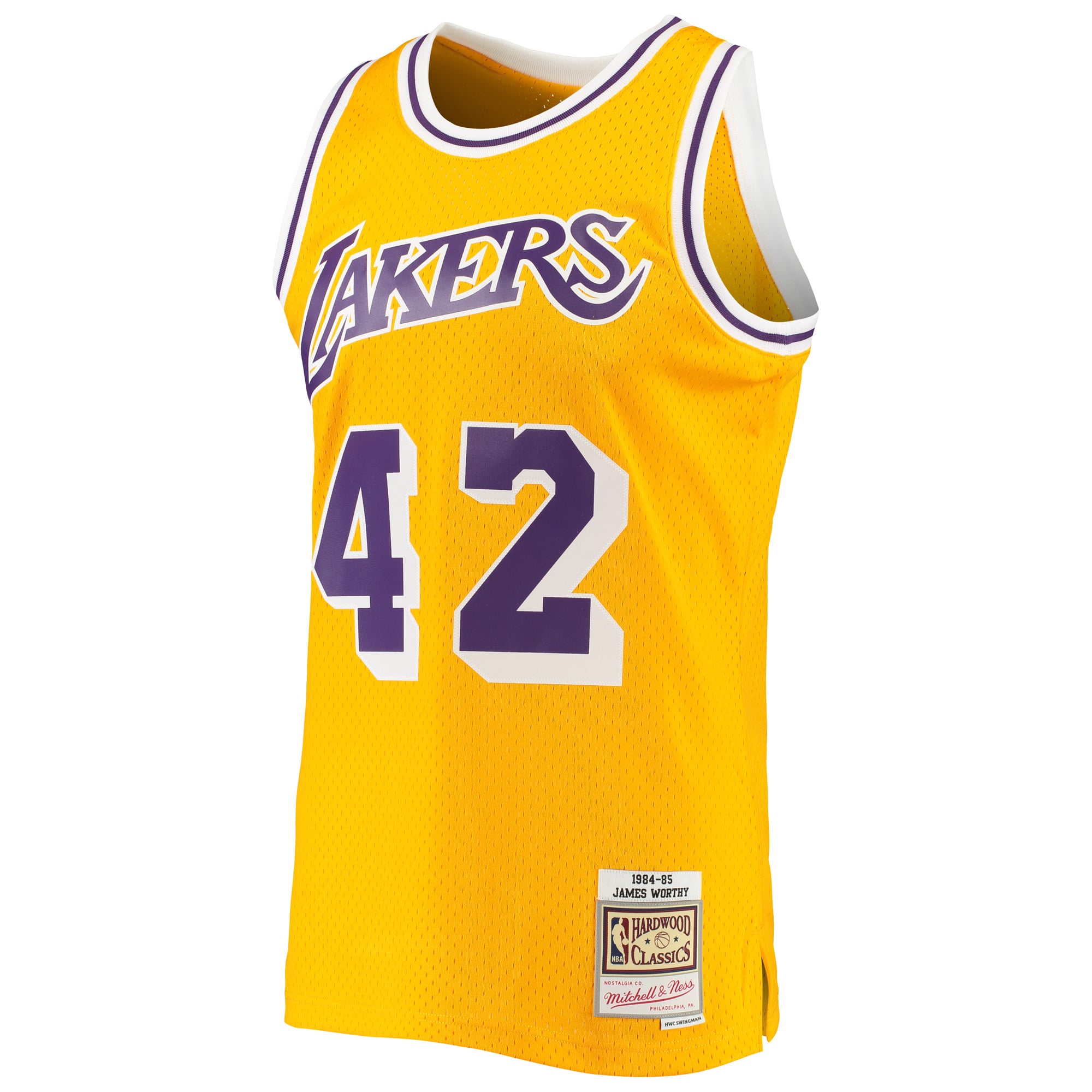 James Worthy Los Angeles Lakers Mitchell & Ness 1984/85 Hardwood Classics Swingman Jersey Gold