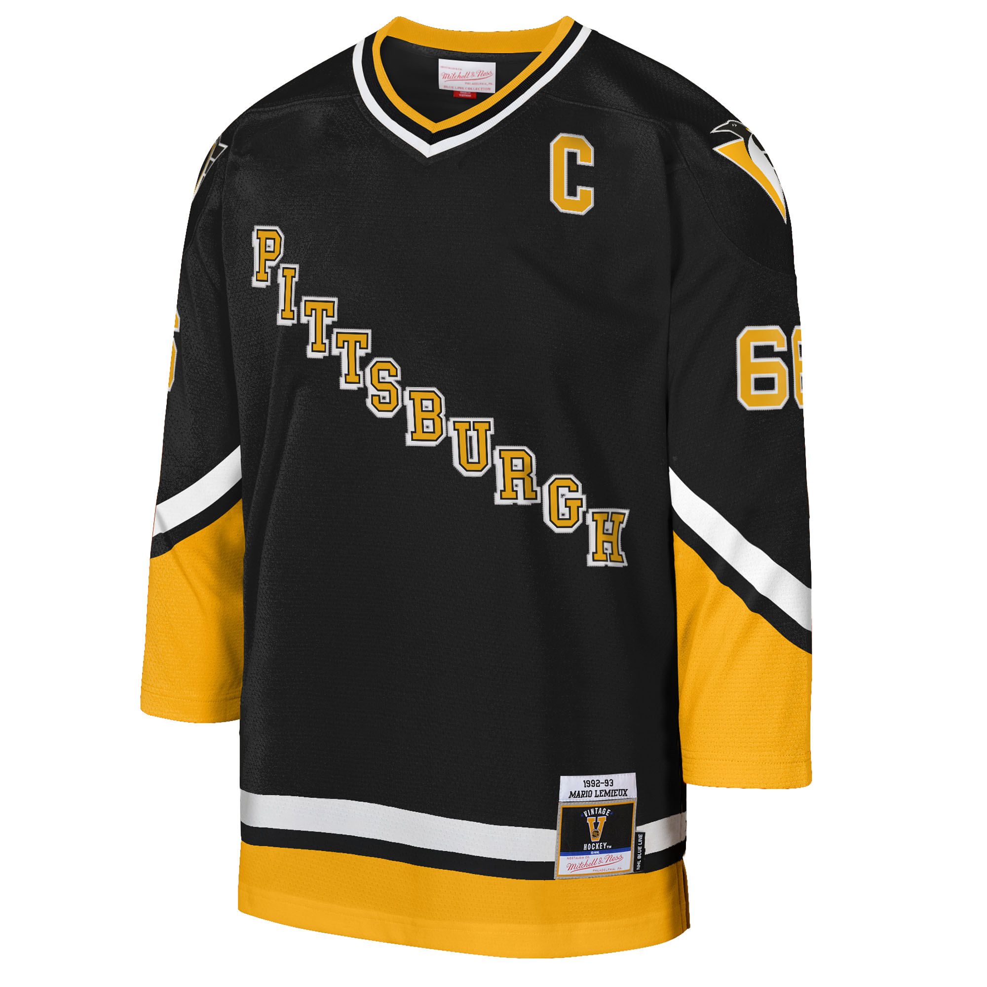 Mario Lemieux Pittsburgh Penguins Mitchell & Ness Youth 1992/93 Captain Patch Power Play Player Jersey Black