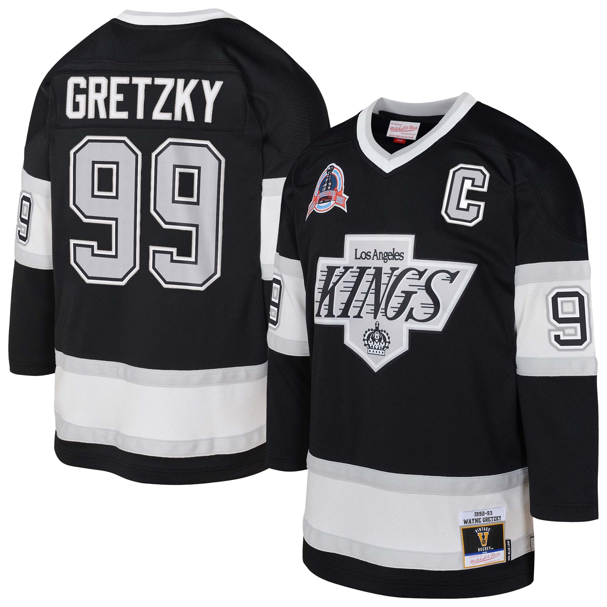 Wayne Gretzky Los Angeles Kings Mitchell & Ness Youth 1992/93 Captain Patch Power Play Player Jersey Black