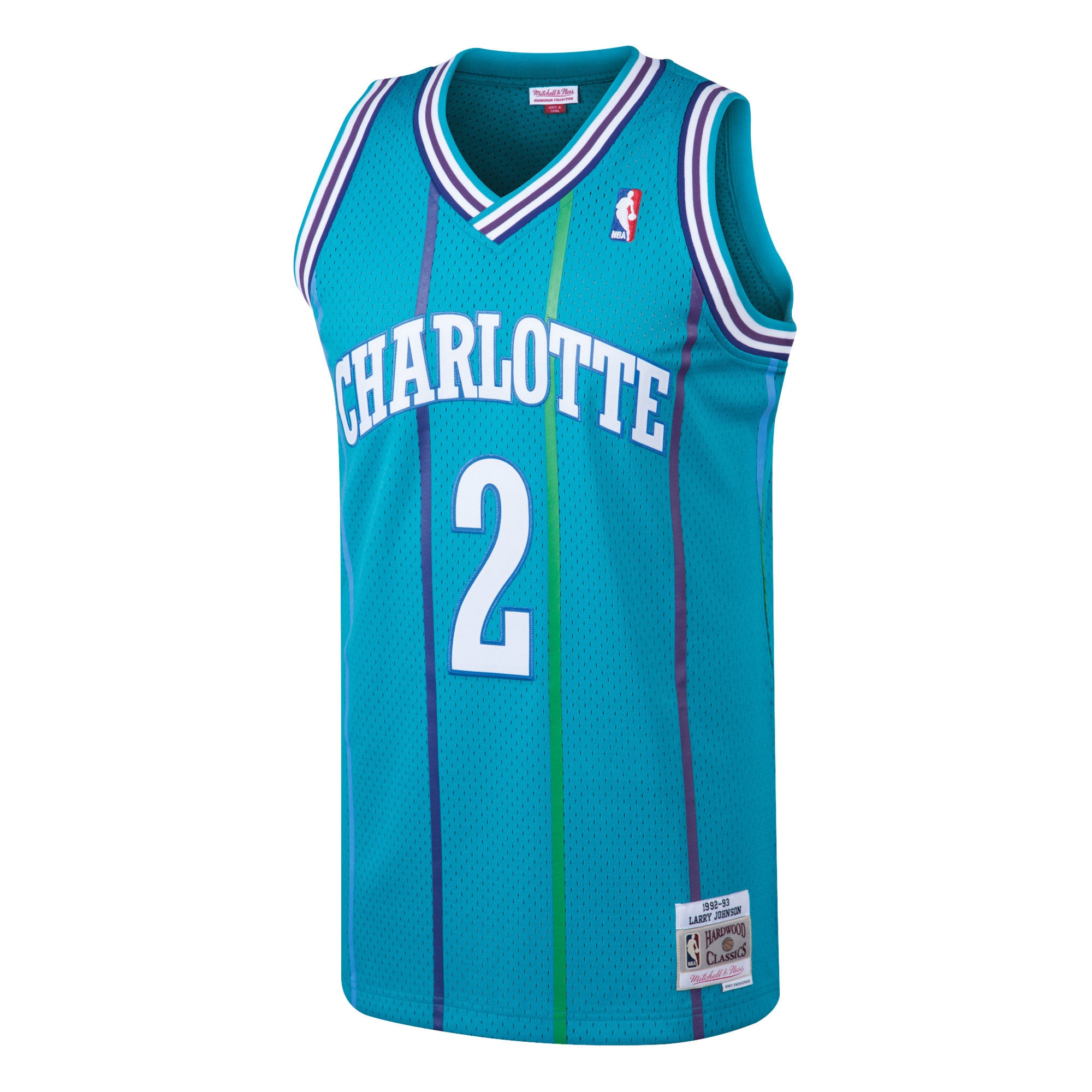Larry Johnson Charlotte Hornets Mitchell & Ness 1992/93 Hardwood Classics Swingman Jersey Teal