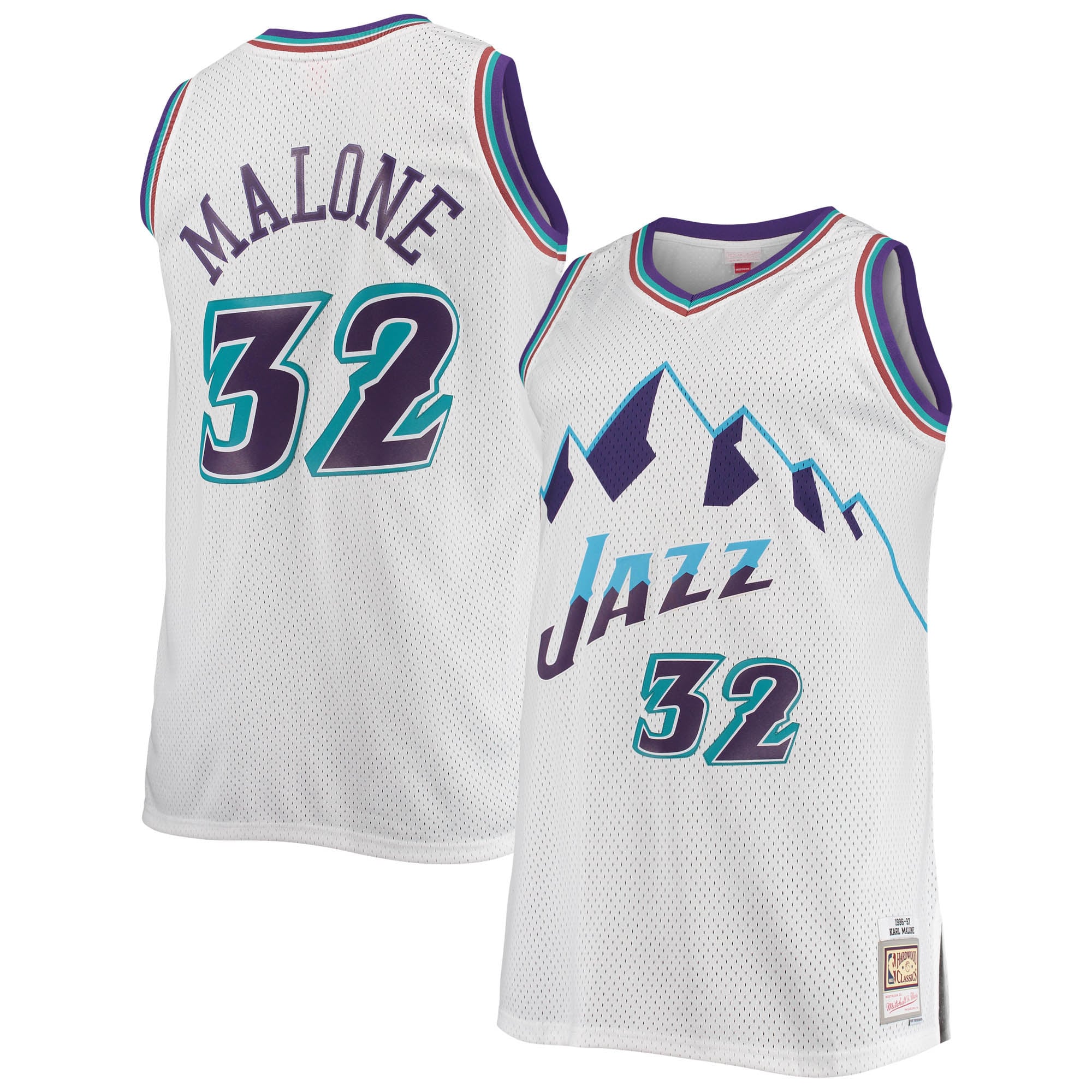 Karl Malone Utah Jazz Mitchell & Ness 1996/97 Big & Tall Hardwood Classics Swingman Jersey White