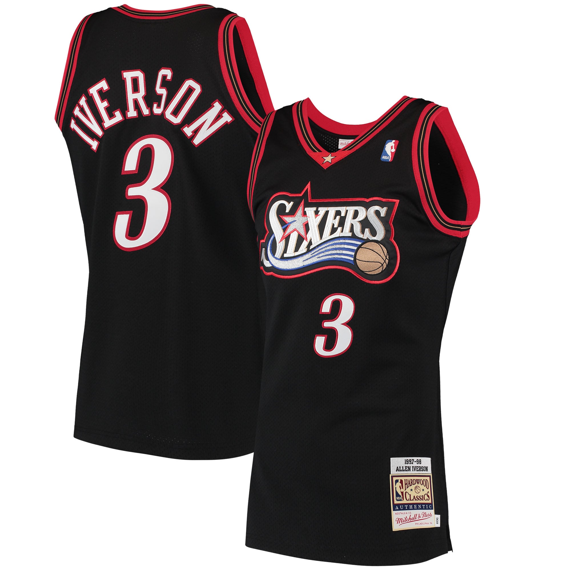 Allen Iverson Philadelphia 76ers Mitchell & Ness 1997/98 Hardwood Classics Style Jersey Black
