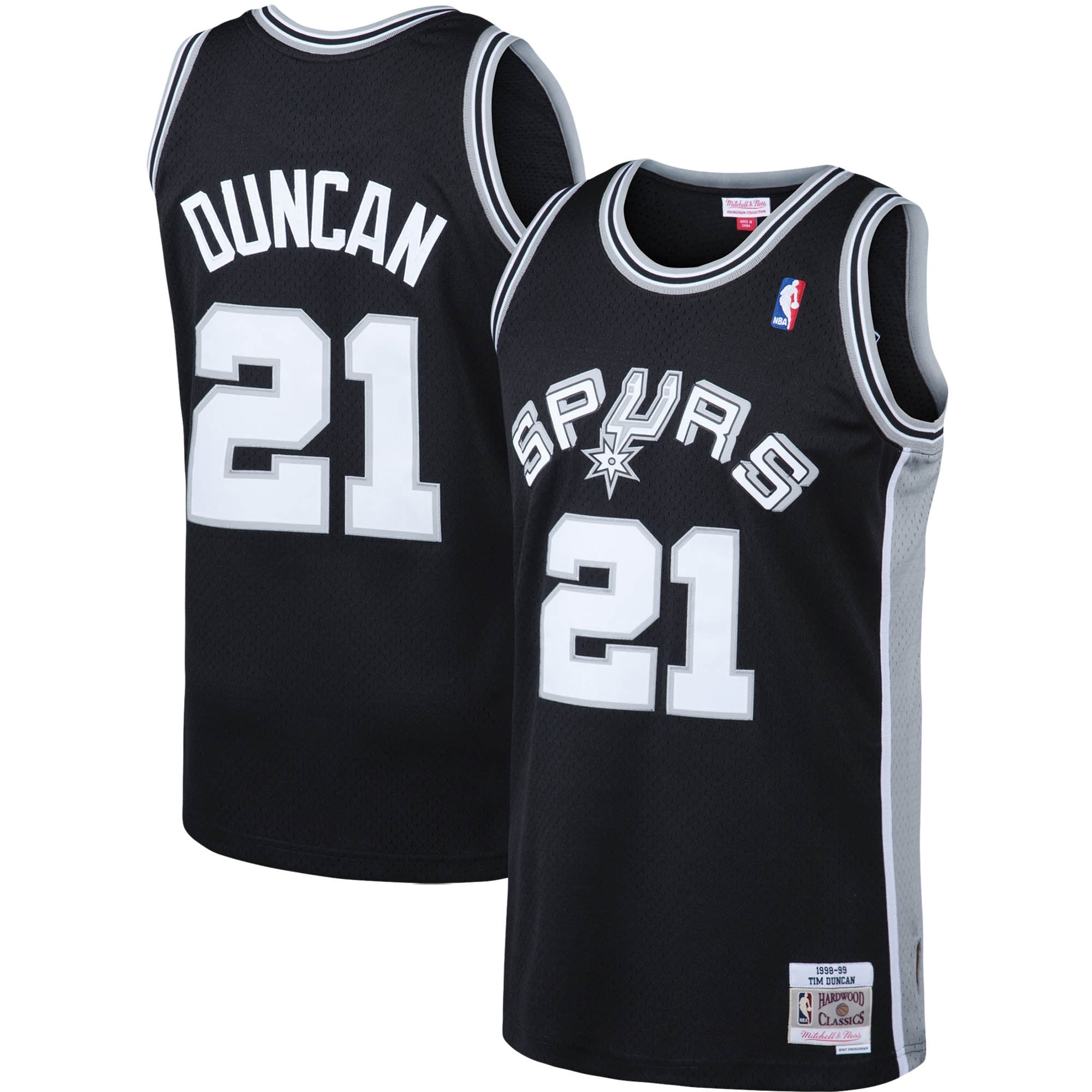 Tim Duncan San Antonio Spurs Mitchell & Ness 1998/99 Big & Tall Hardwood Classics Swingman Jersey Black