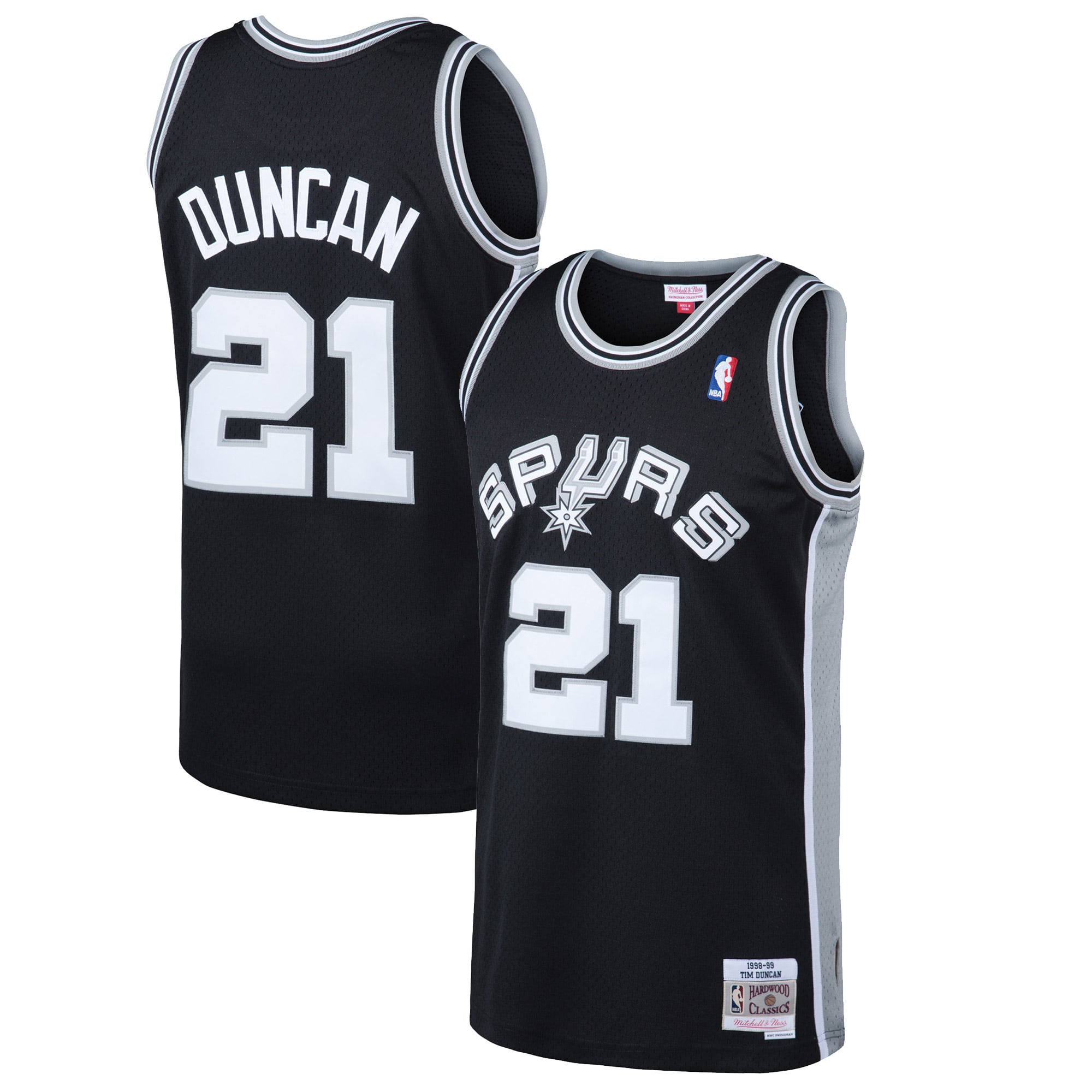 Tim Duncan San Antonio Spurs Mitchell & Ness 1998/99 Hardwood Classics Swingman Jersey Black