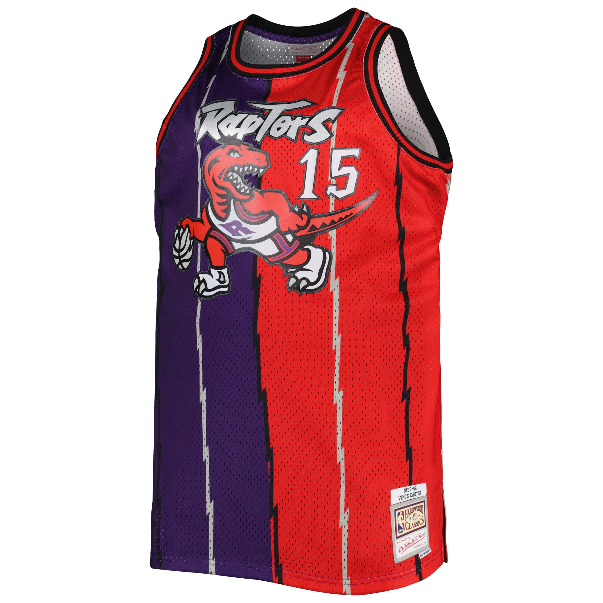 Vince Carter Toronto Raptors Mitchell & Ness Big & Tall Hardwood Classics 1998/99 Split Swingman Jersey Purple/Red
