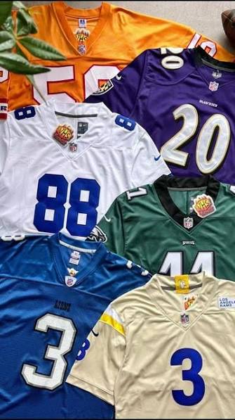 Pro-stitched NFL fan jersey detail