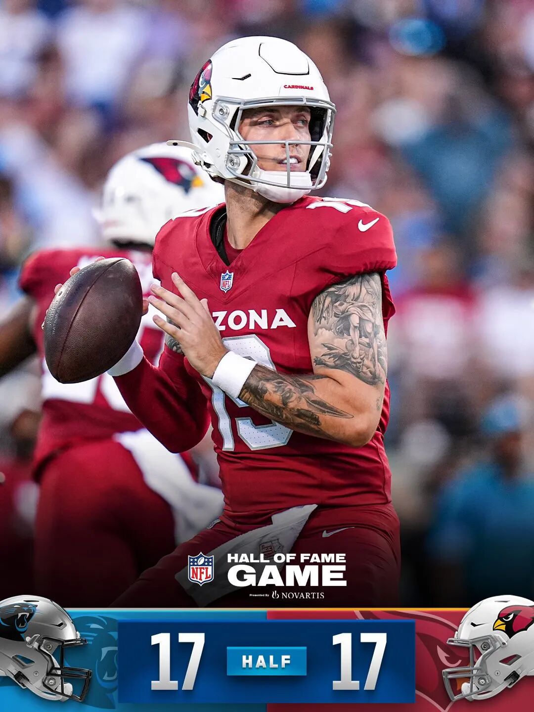Panthers QB Haynes King #16 Passing Against Cardinals Defender #54