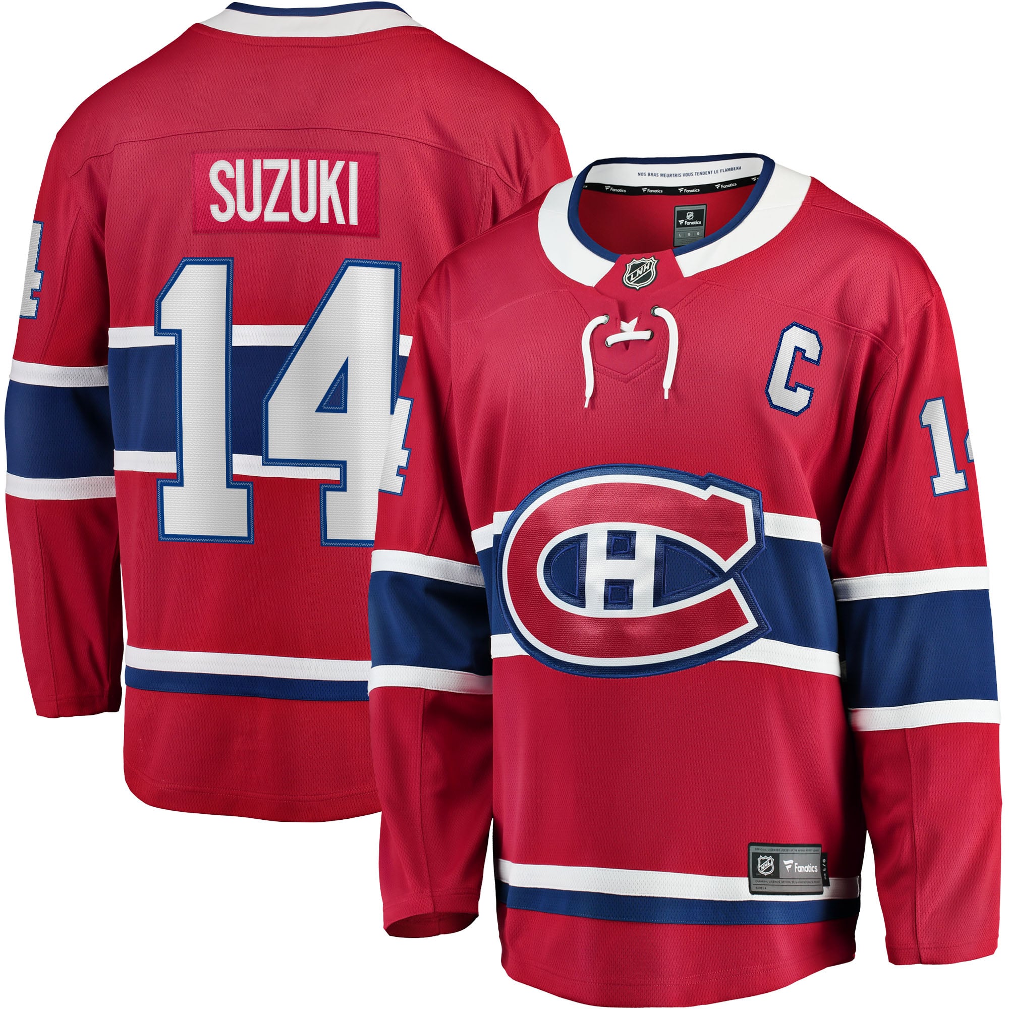 Nick Suzuki Montreal Canadiens Home Captain Patch Breakaway Player Jersey Red
