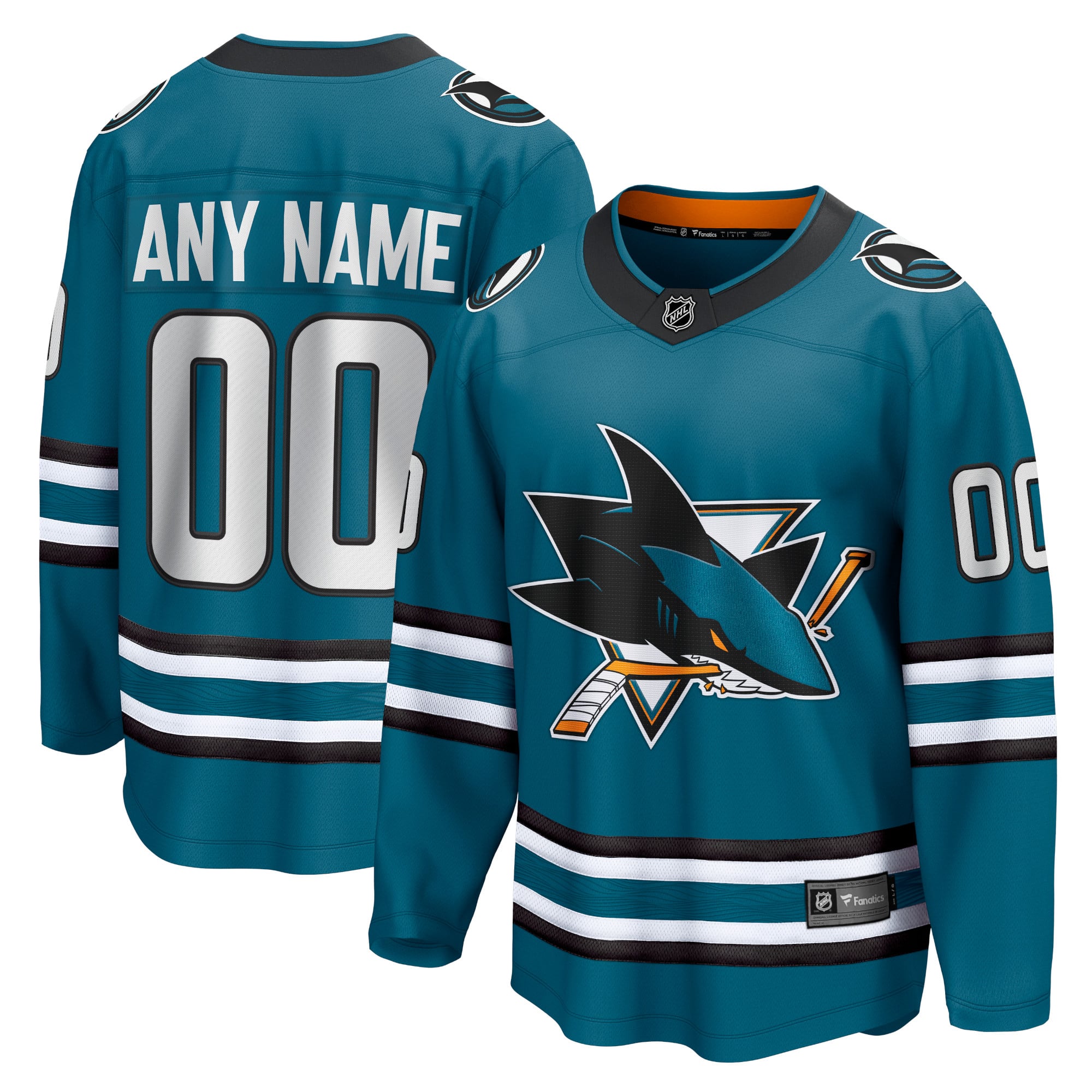San Jose Sharks Home Breakaway Custom Jersey Teal
