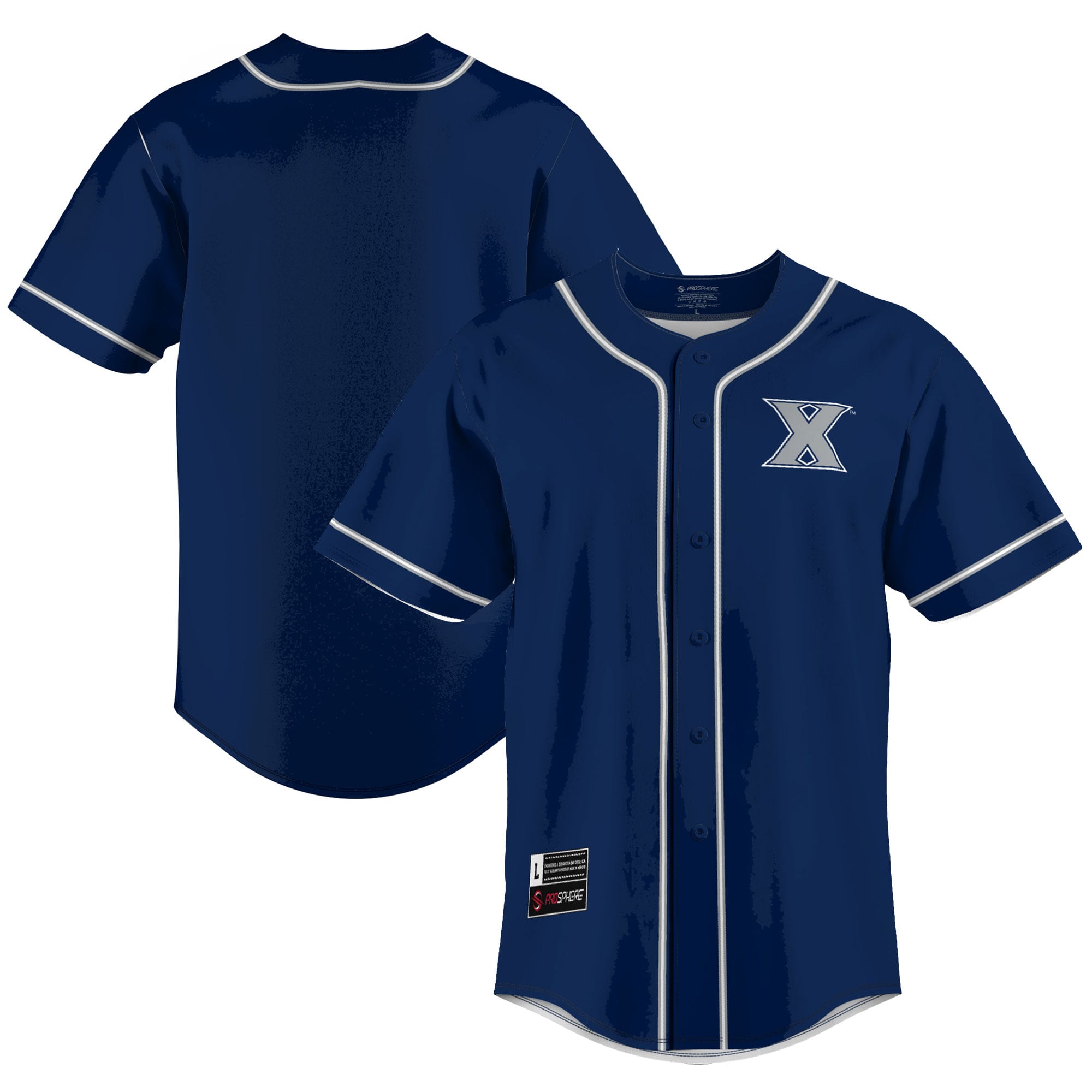 Xavier Musketeers Lightweight Baseball Jersey Navy