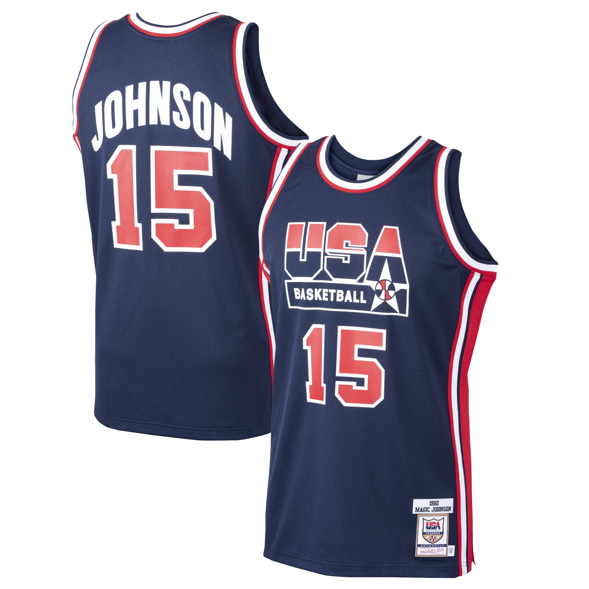 Magic Johnson USA Basketball Mitchell & Ness 1992 Dream Team Style Jersey Navy