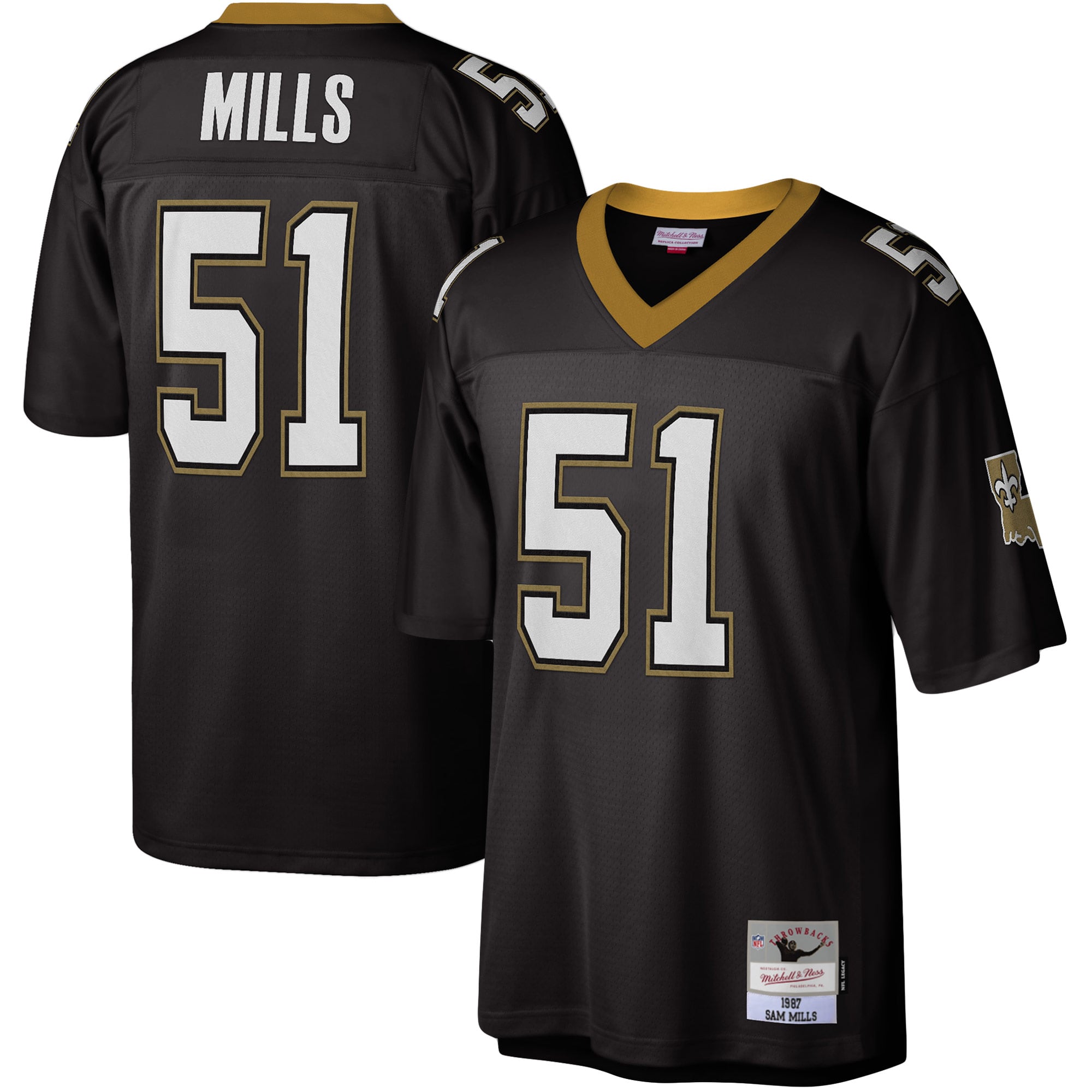 Sam Mills New Orleans Saints Mitchell & Ness Legacy Replica Jersey Black