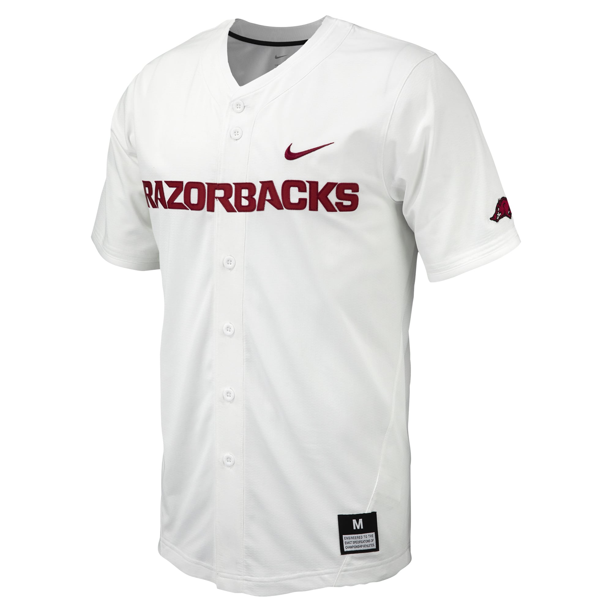Arkansas Razorbacks Replica Full Button Baseball Jersey White