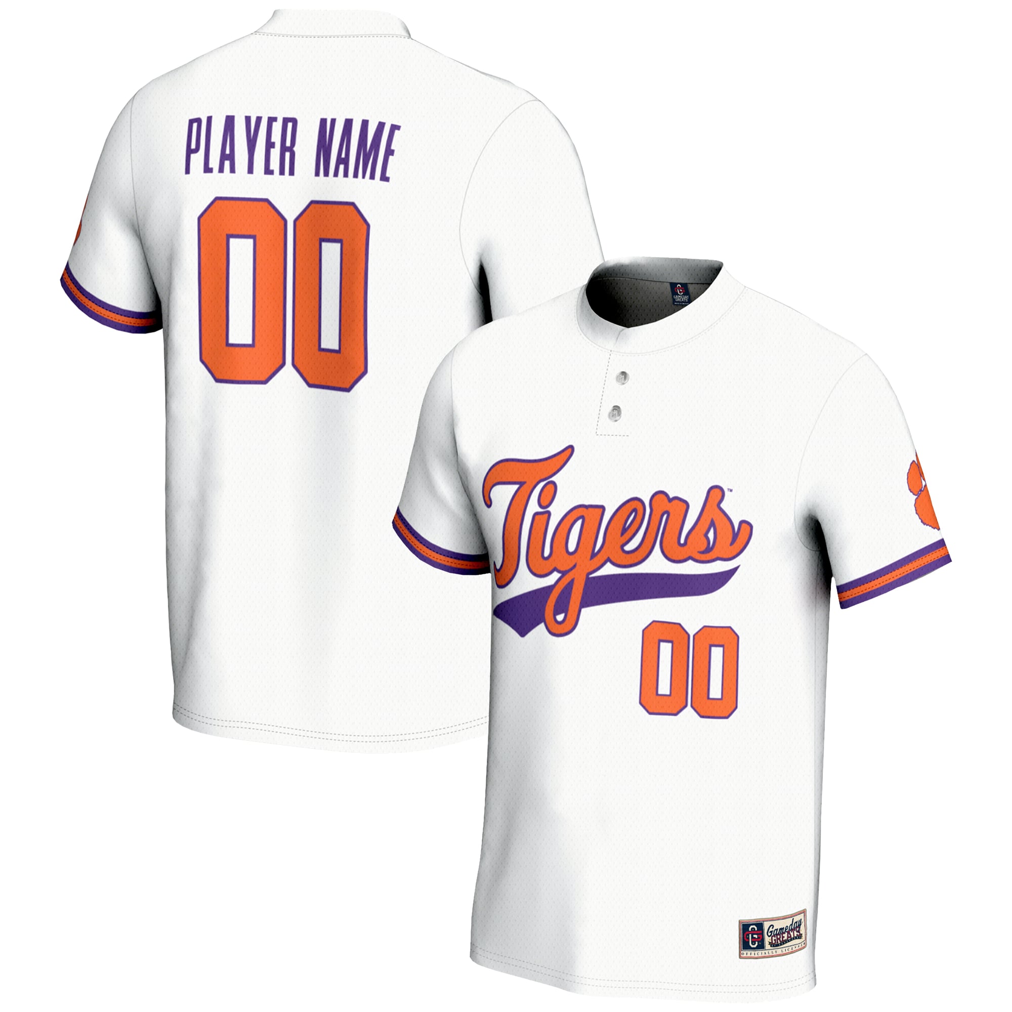 Clemson Tigers Unisex NIL Pick A Player Lightweight Softball Jersey White