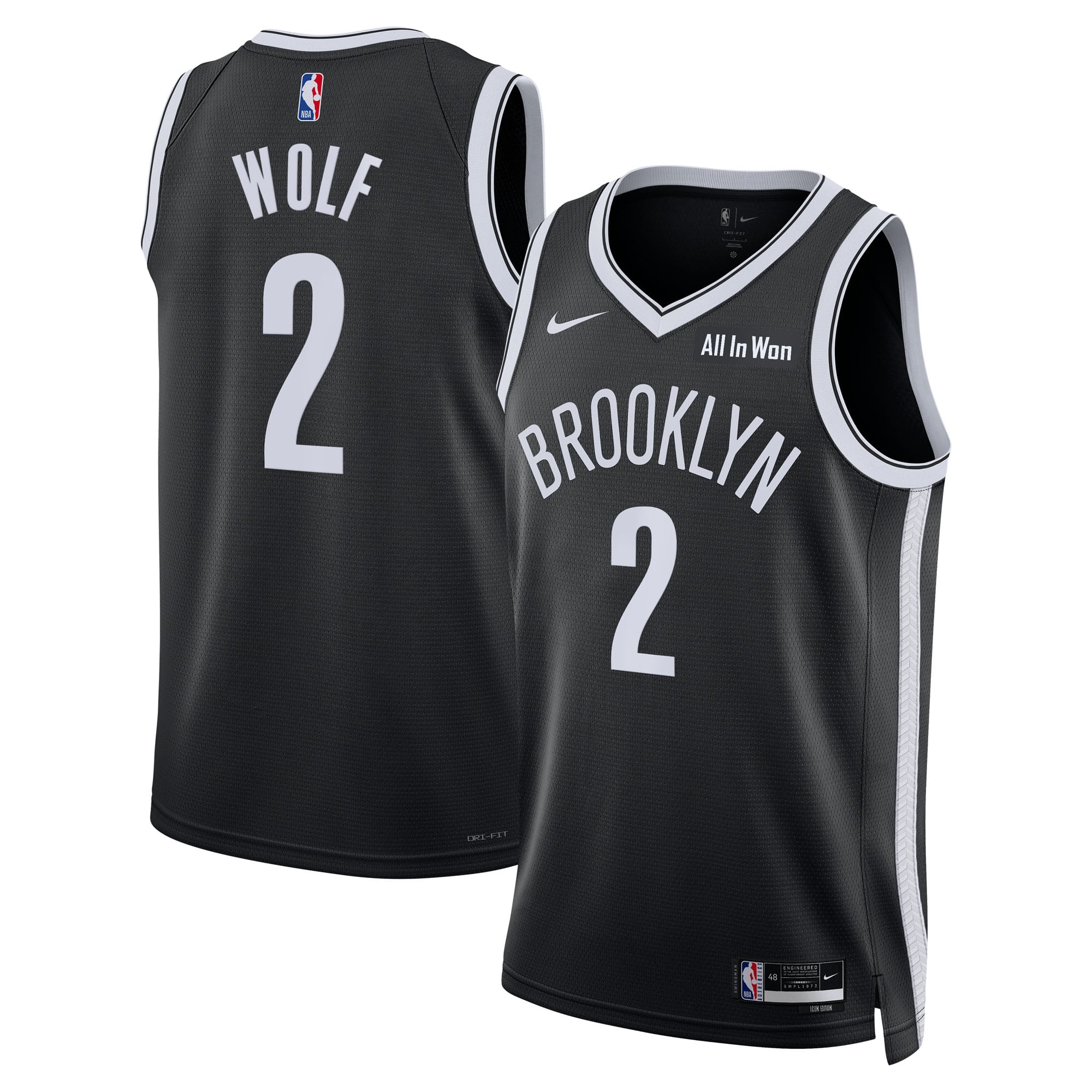 Daniel Wolf Brooklyn Nets Unisex Swingman Badge Jersey Black Icon Edition