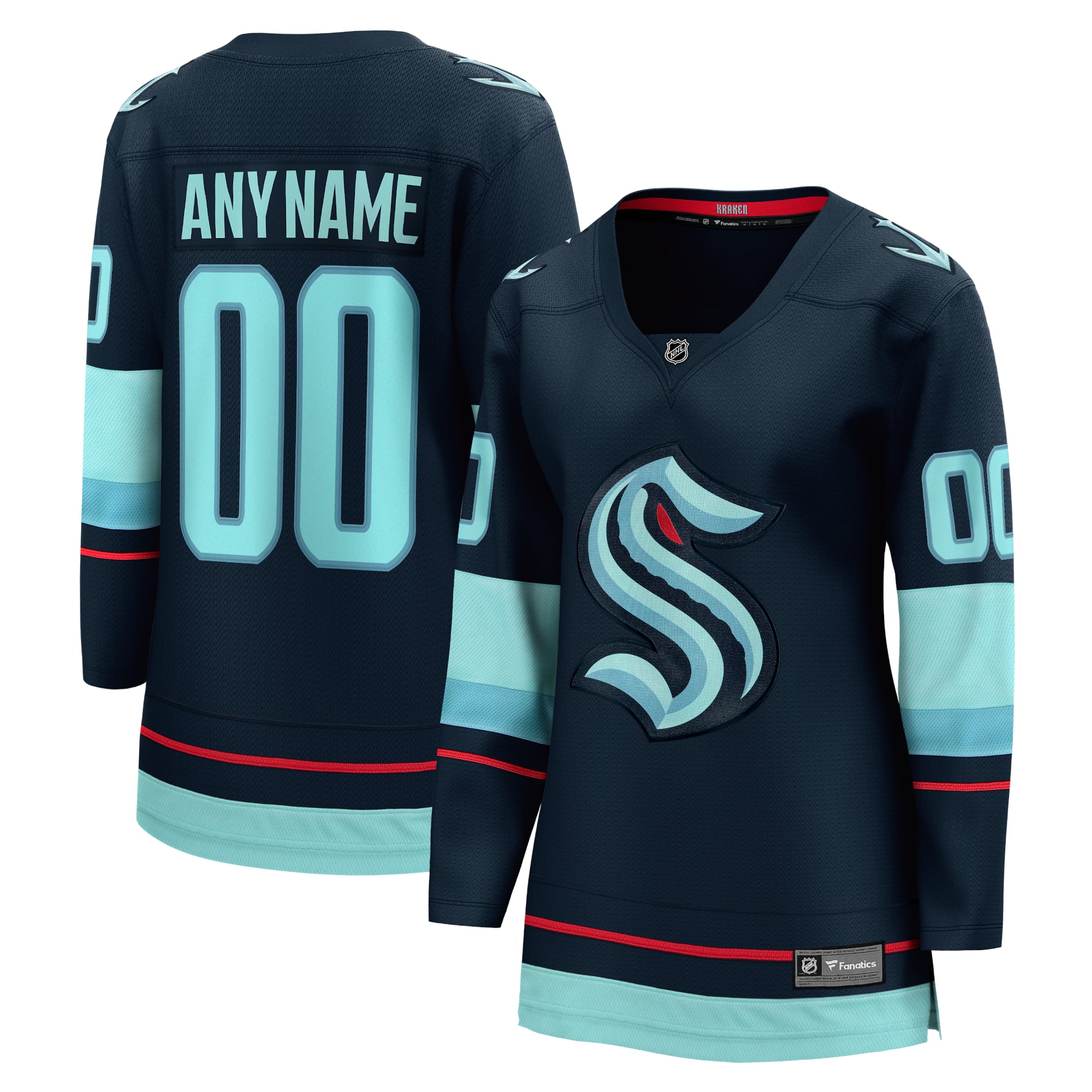 Seattle Kraken Women's Home Breakaway Custom Jersey Deep Sea Blue