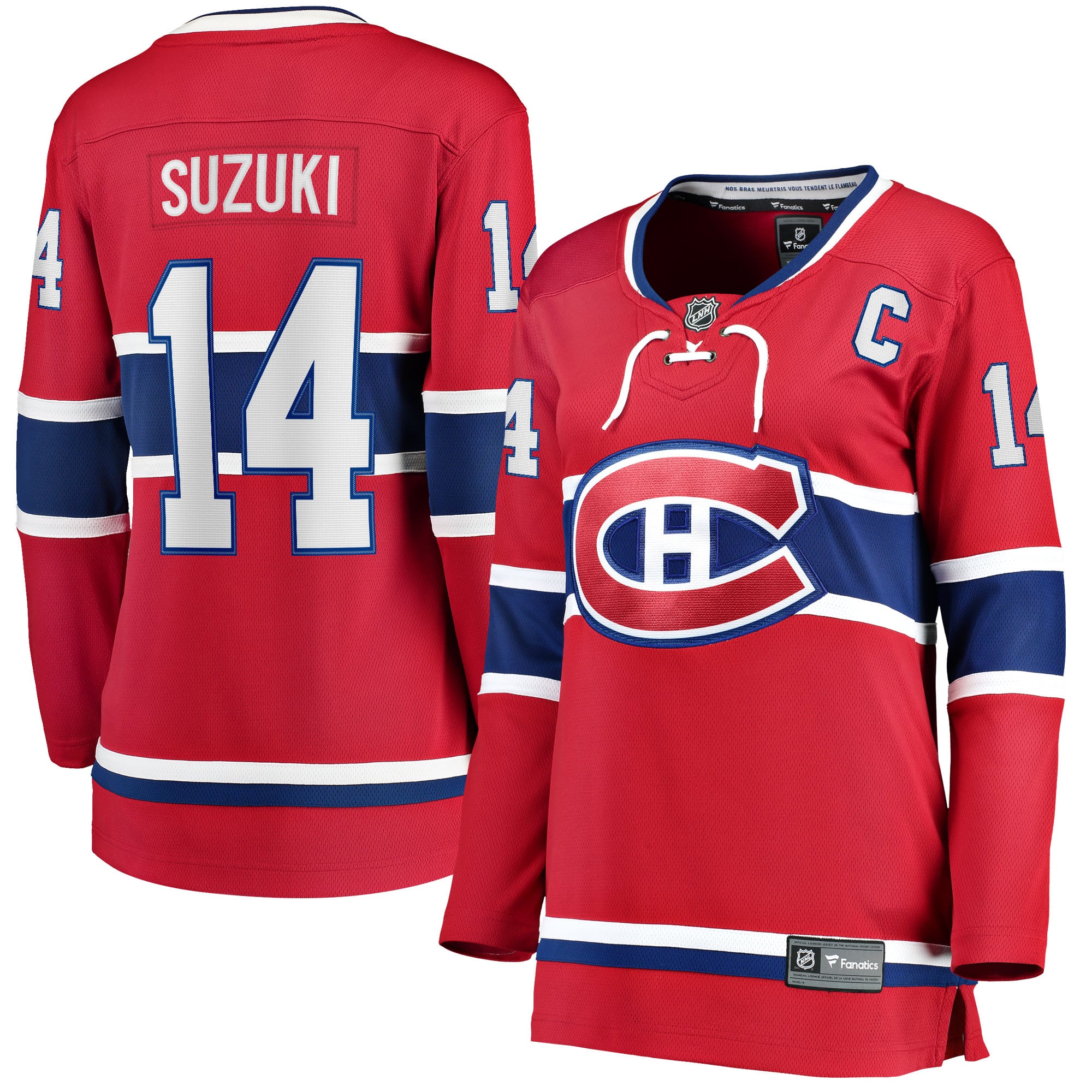 Nick Suzuki Montreal Canadiens Women's Home Captain Patch Breakaway Player Jersey Red