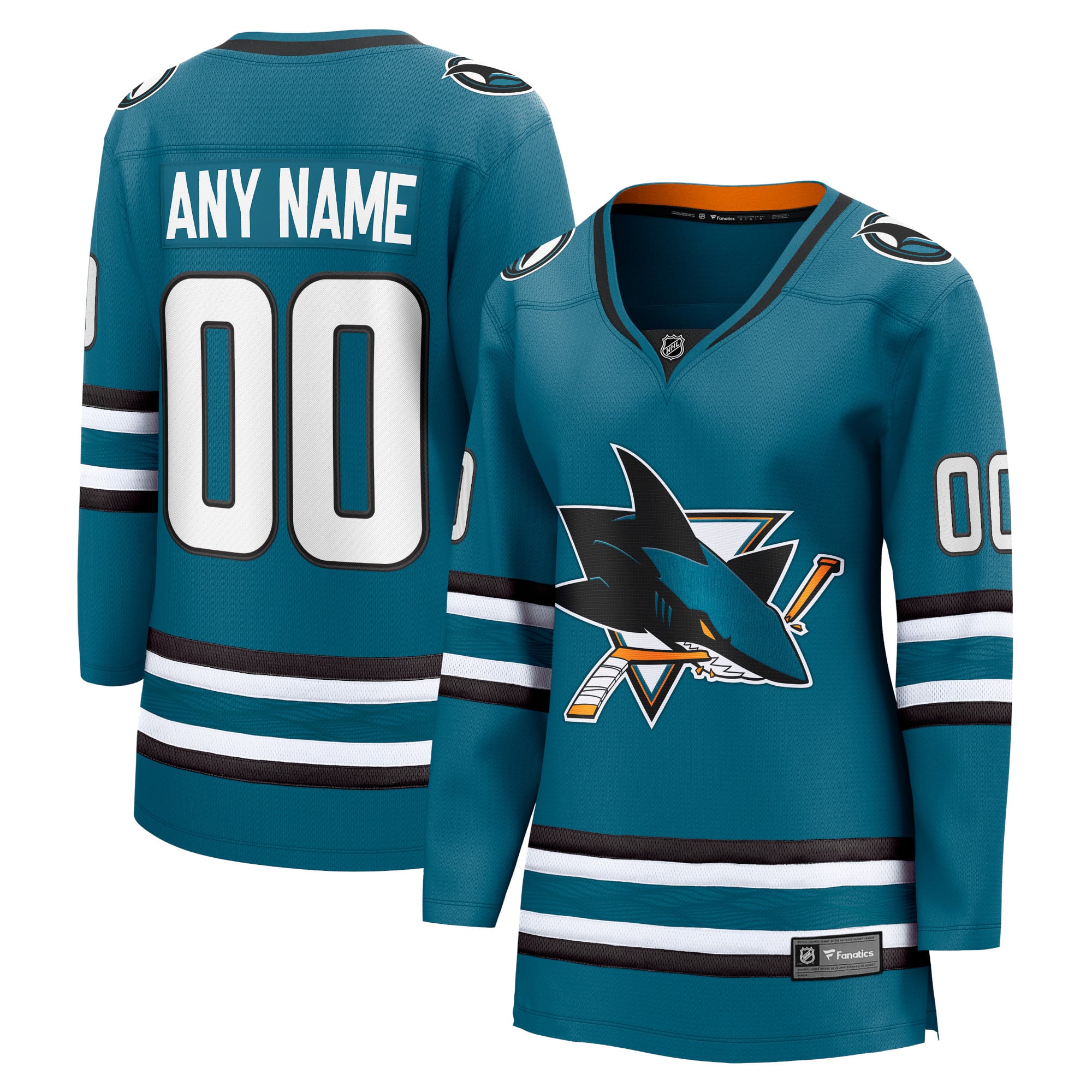 San Jose Sharks Women's Home Breakaway Custom Jersey Teal