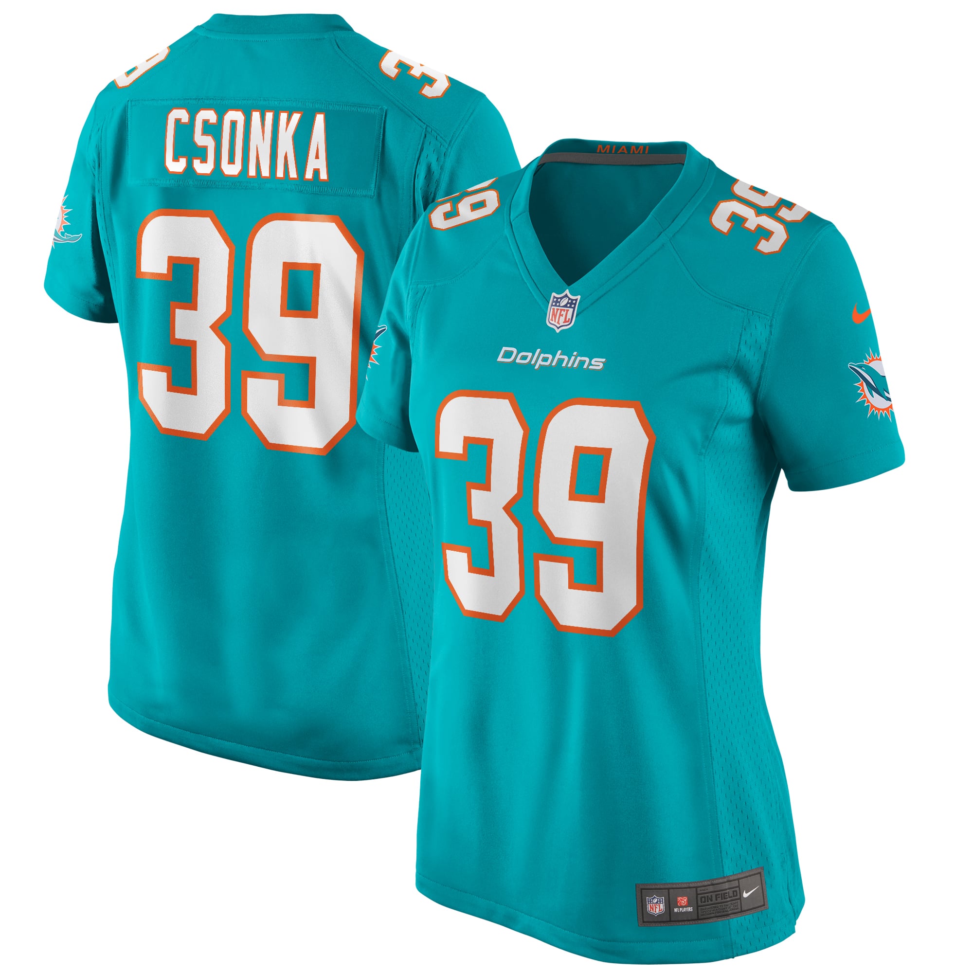 Larry Csonka Miami Dolphins Women's Game Retired Player Jersey Aqua