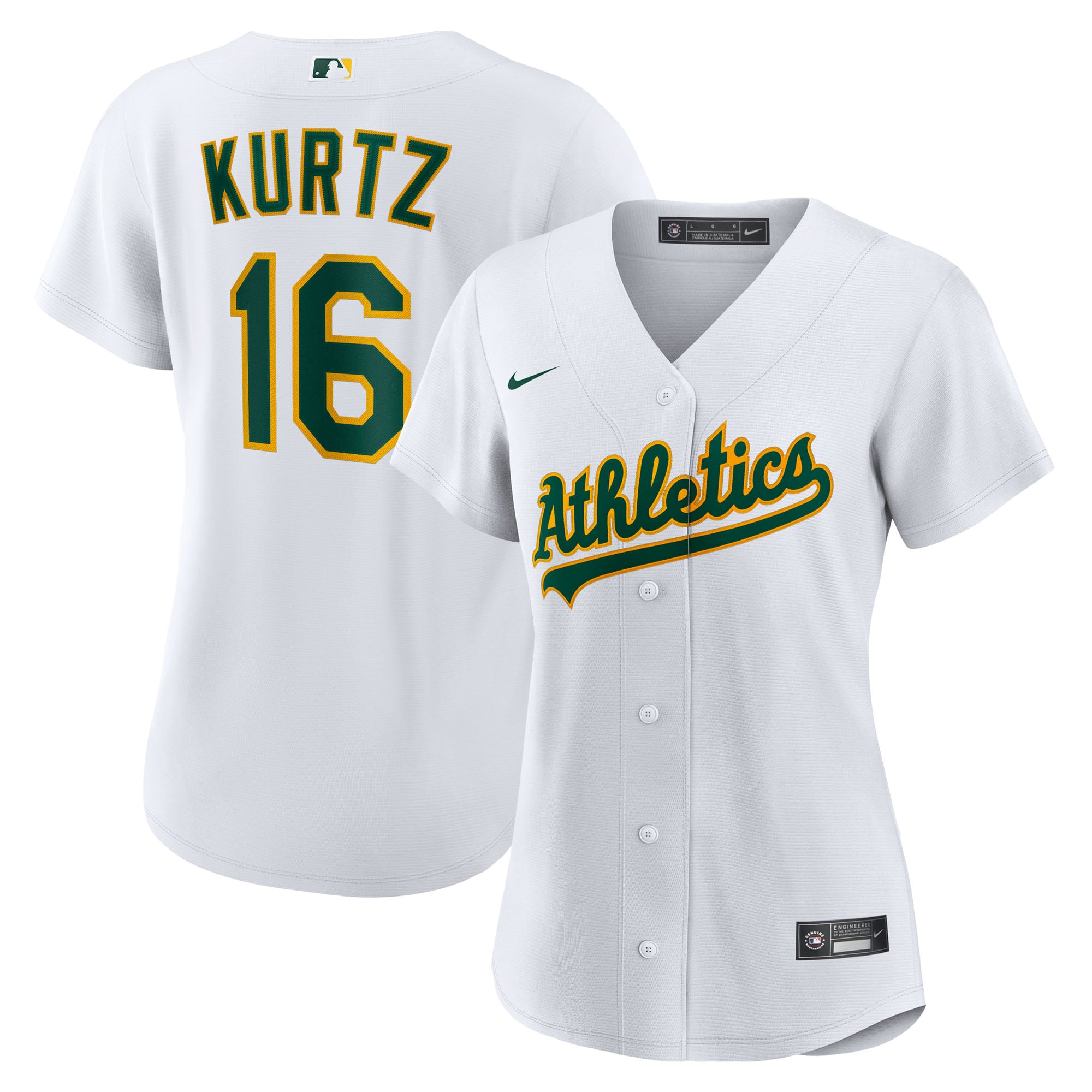 Nick Kurtz Athletics Women's Home Replica Player Jersey White