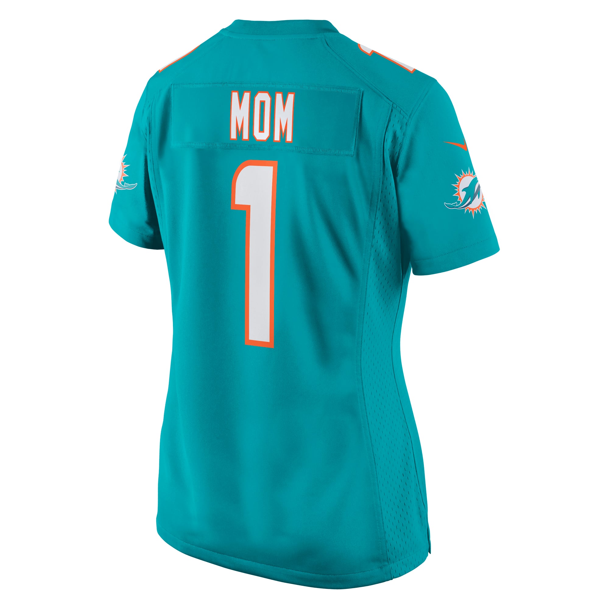 Number 1 Mom Miami Dolphins Women's Game Jersey Aqua