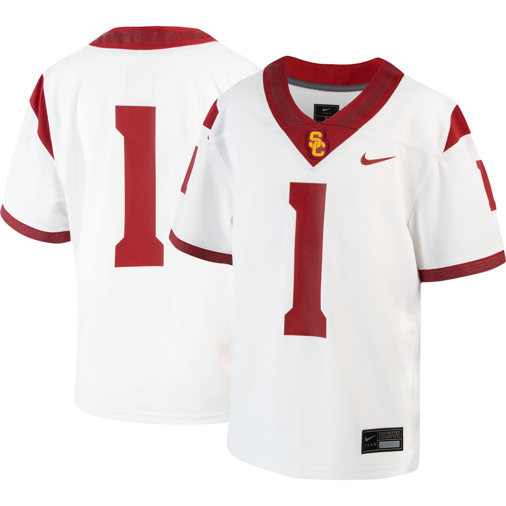USC Trojans Youth Away Untouchable Jersey White #1