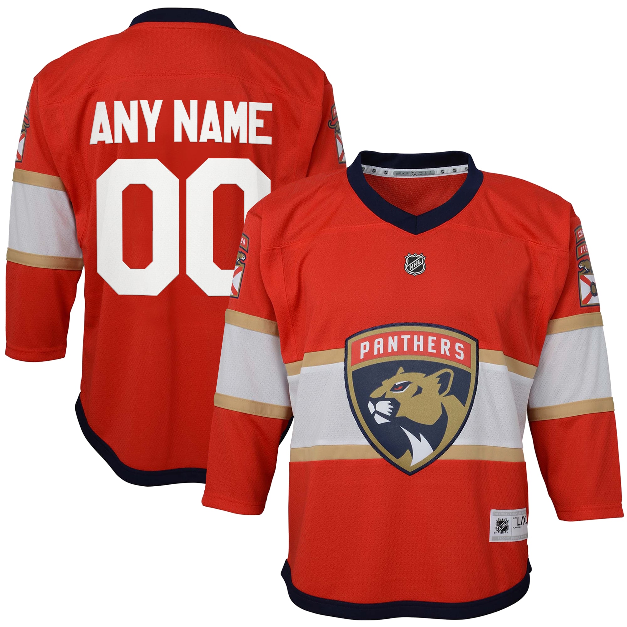 Florida Panthers Youth Home Replica Custom Jersey Red
