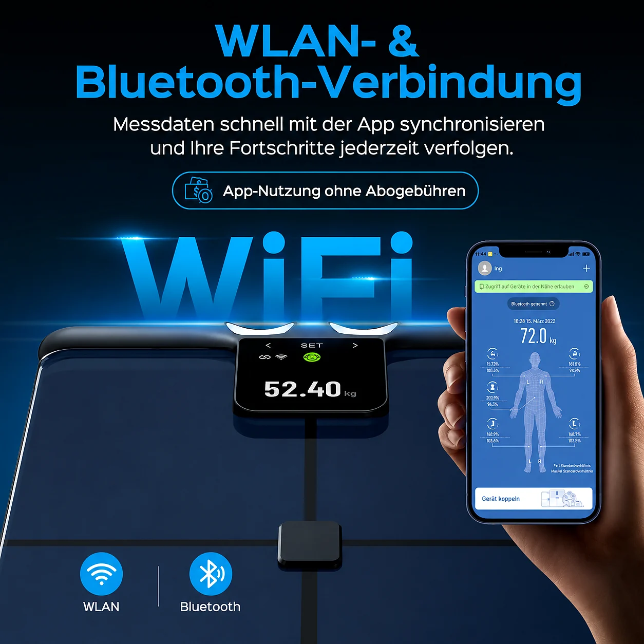 Vakoda FitScan Smarte Körperanalysewaage mit 8 Elektroden