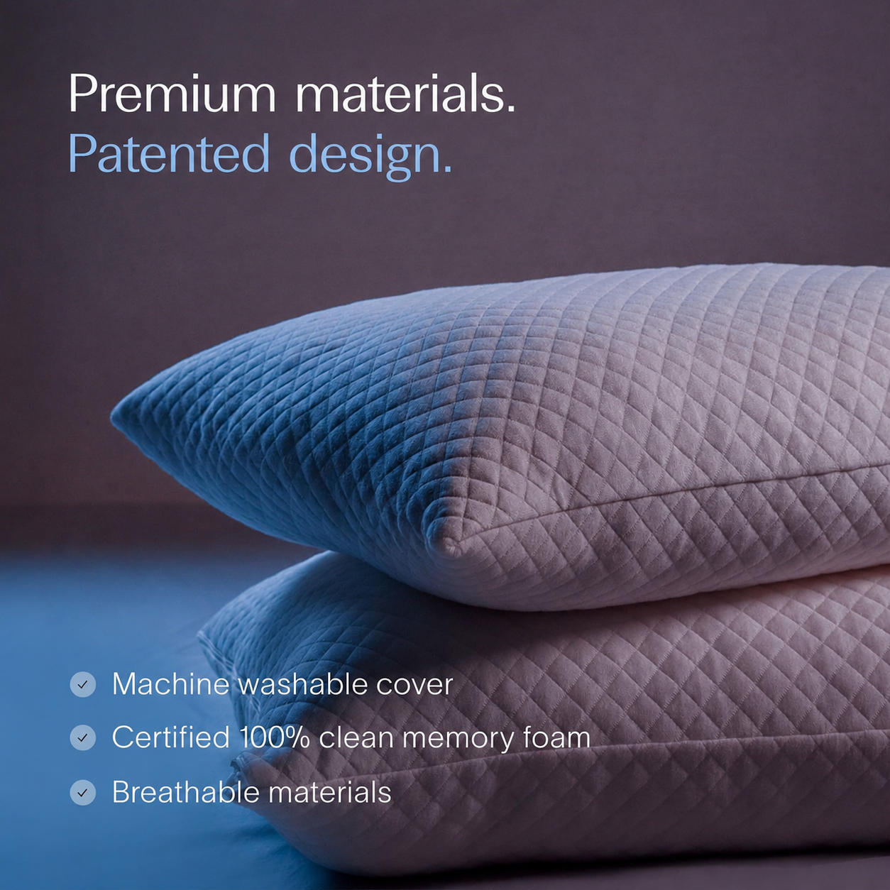 Shredded Memory Foam Pillow with Bamboo Fiber Cover, Slow Rebound Comfort Pillow for Better Sleep & Neck Support