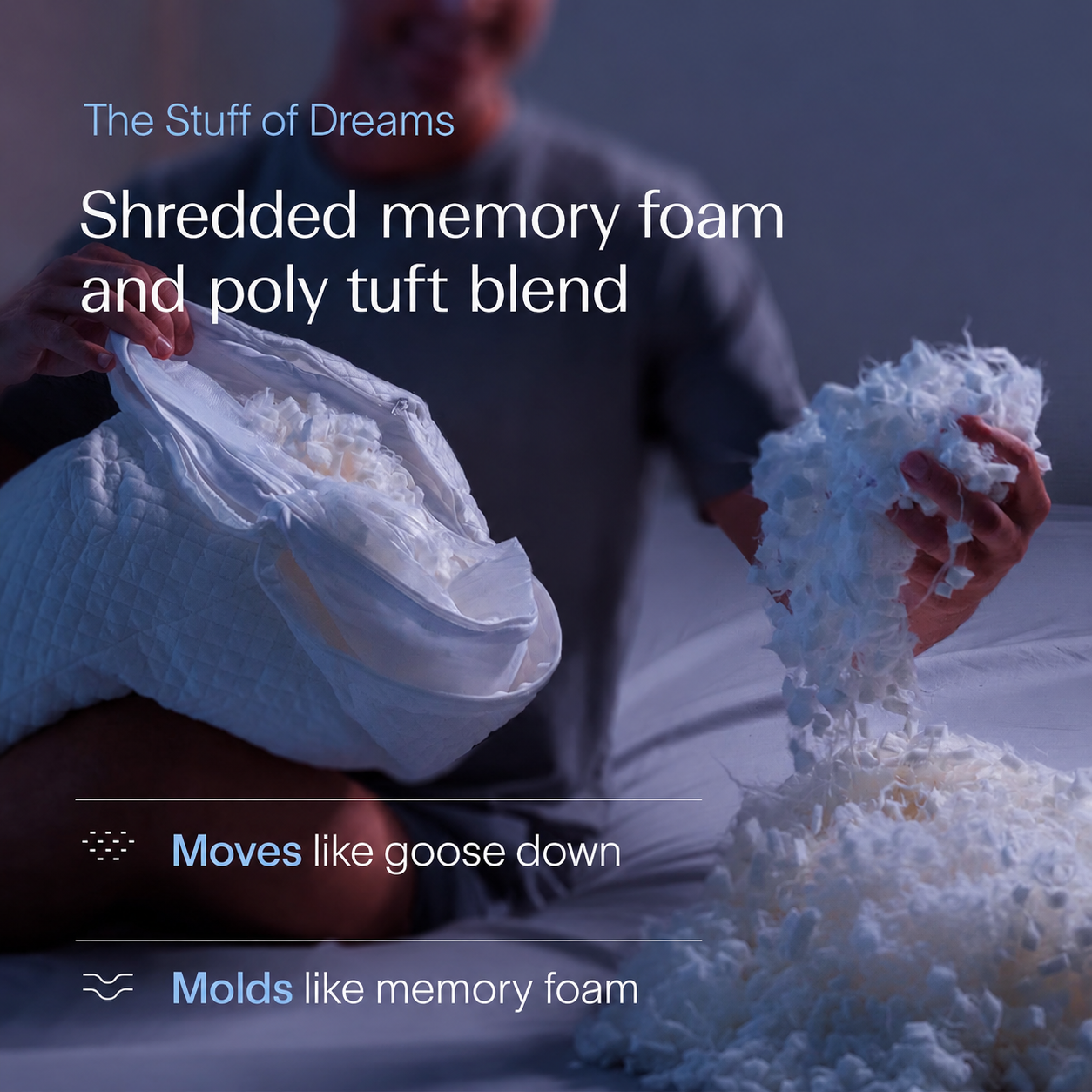 Shredded Memory Foam Pillow with Bamboo Fiber Cover, Slow Rebound Comfort Pillow for Better Sleep & Neck Support