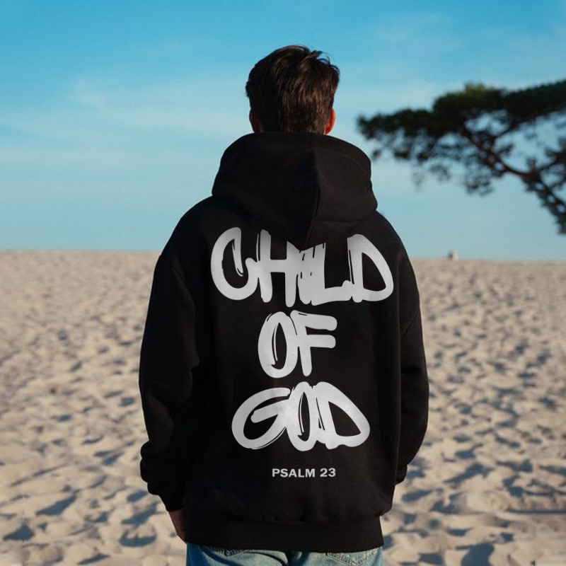 100% Cotton Child Of God Print Hoodie - Black - 2XL - image 1