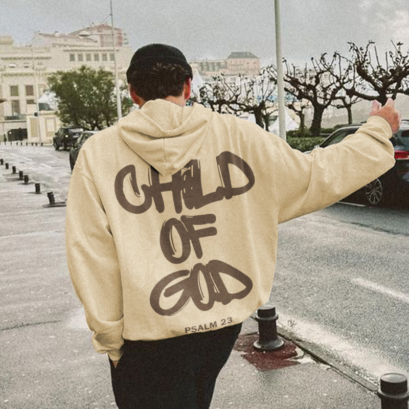 100% Cotton Child Of God Print Hoodie - Apricot - 2XL - image 3