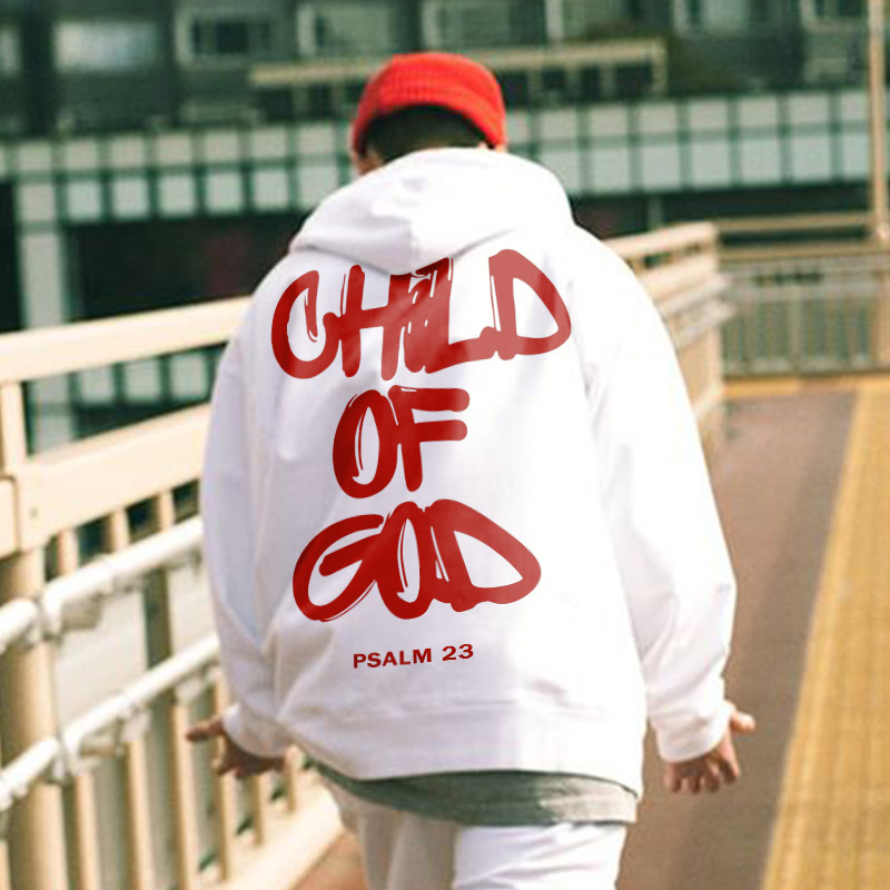 100% Cotton Child Of God Print Hoodie - White Red - 2XL - image 5