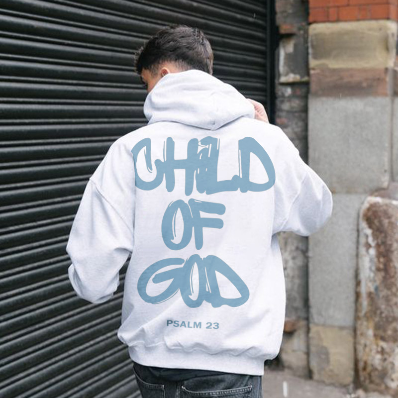 100% Cotton Child Of God Print Hoodie - Light Blue - 2XL - image 2