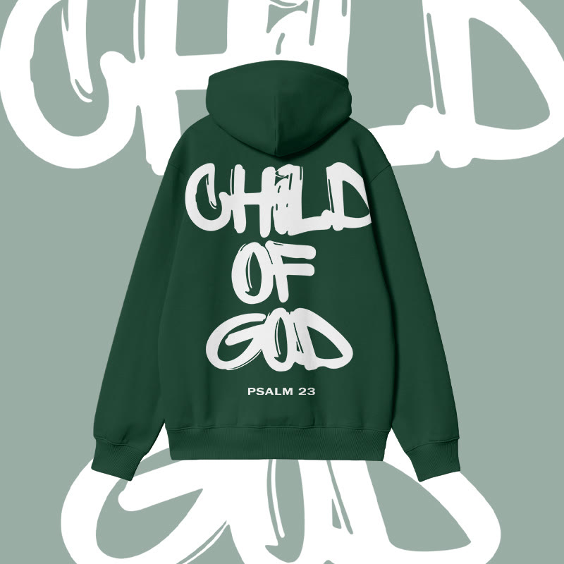 100% Cotton Child Of God Print Hoodie - Dark Green - 2XL - image 7