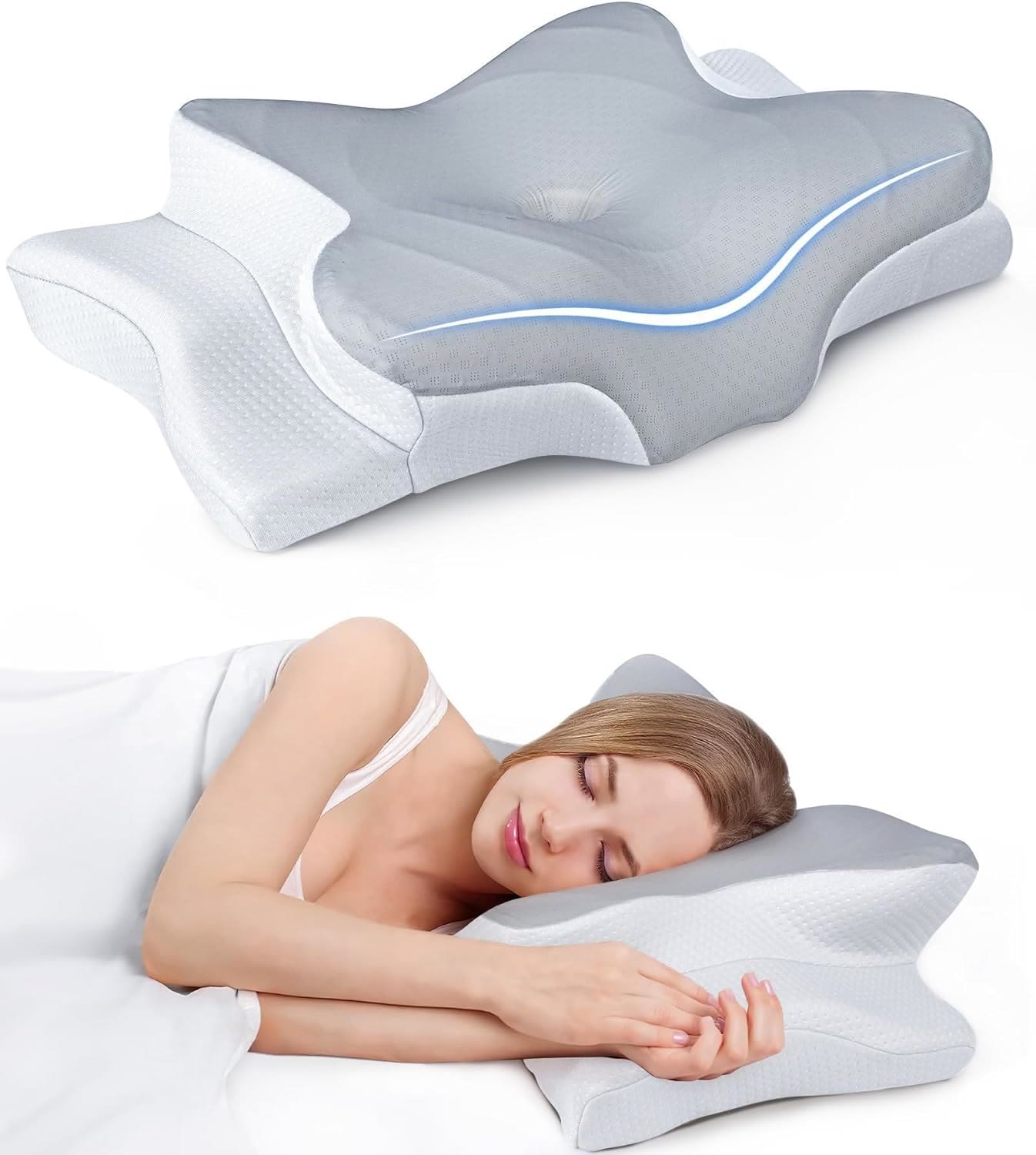 Deep Sleep Memory Foam Pillow, Ergonomic Butterfly Contour Pillow with Neck Support Design, Comfortable Pillow for Side and Back Sleepers - image 1