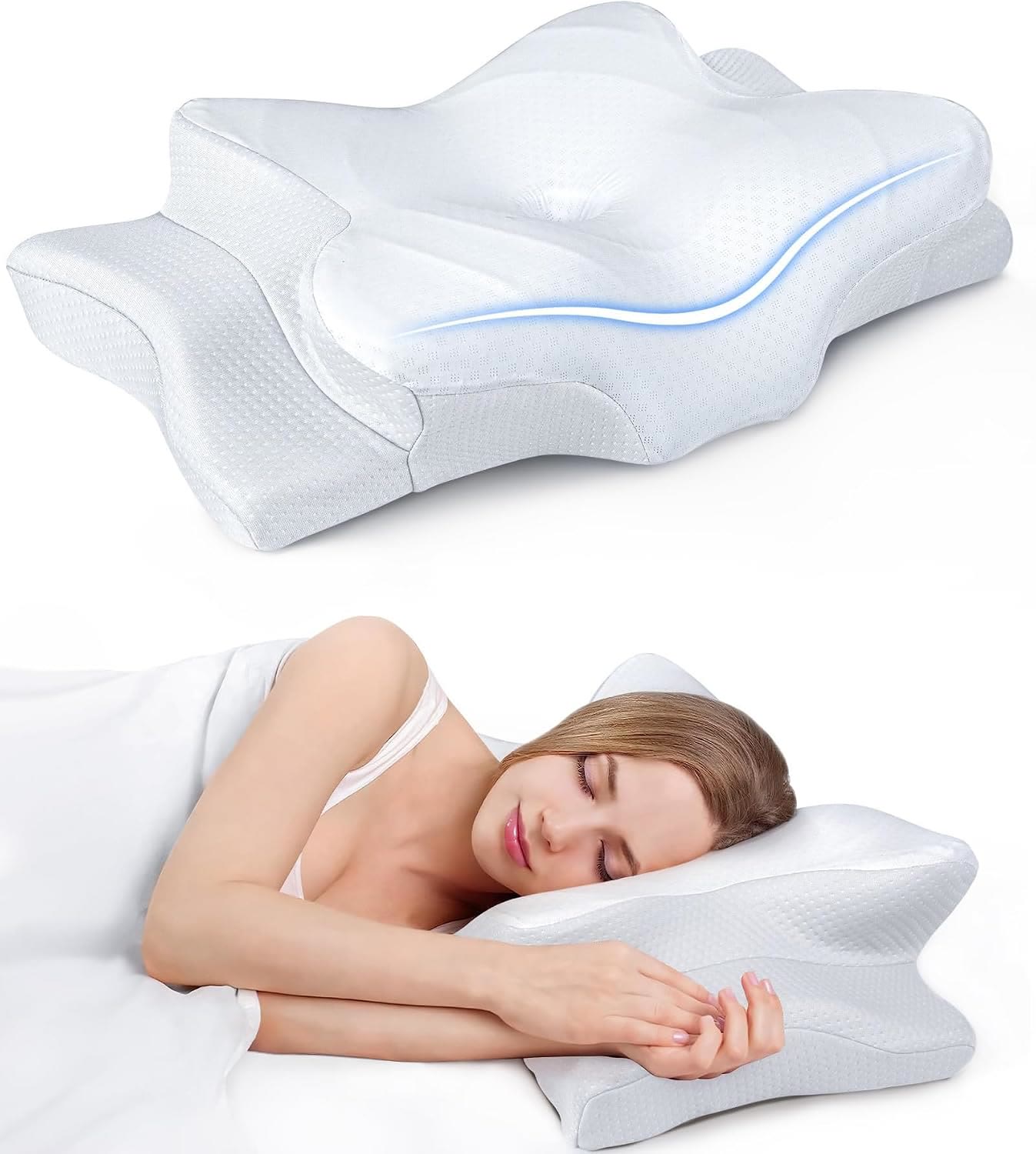 Deep Sleep Memory Foam Pillow, Ergonomic Butterfly Contour Pillow with Neck Support Design, Comfortable Pillow for Side and Back Sleepers - image 3