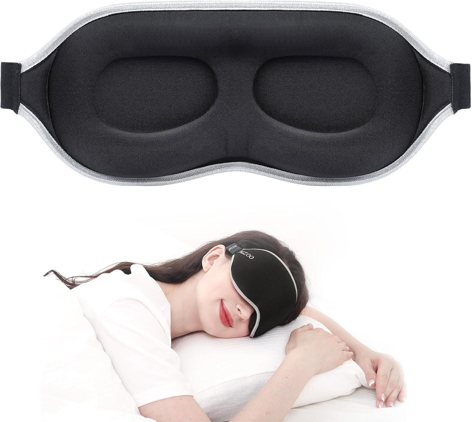 3D Contoured Sleep Mask, Light Blocking Eye Mask for Sleeping, Comfortable Travel Eye Mask with Memory Foam Design for Men and Women - image 1