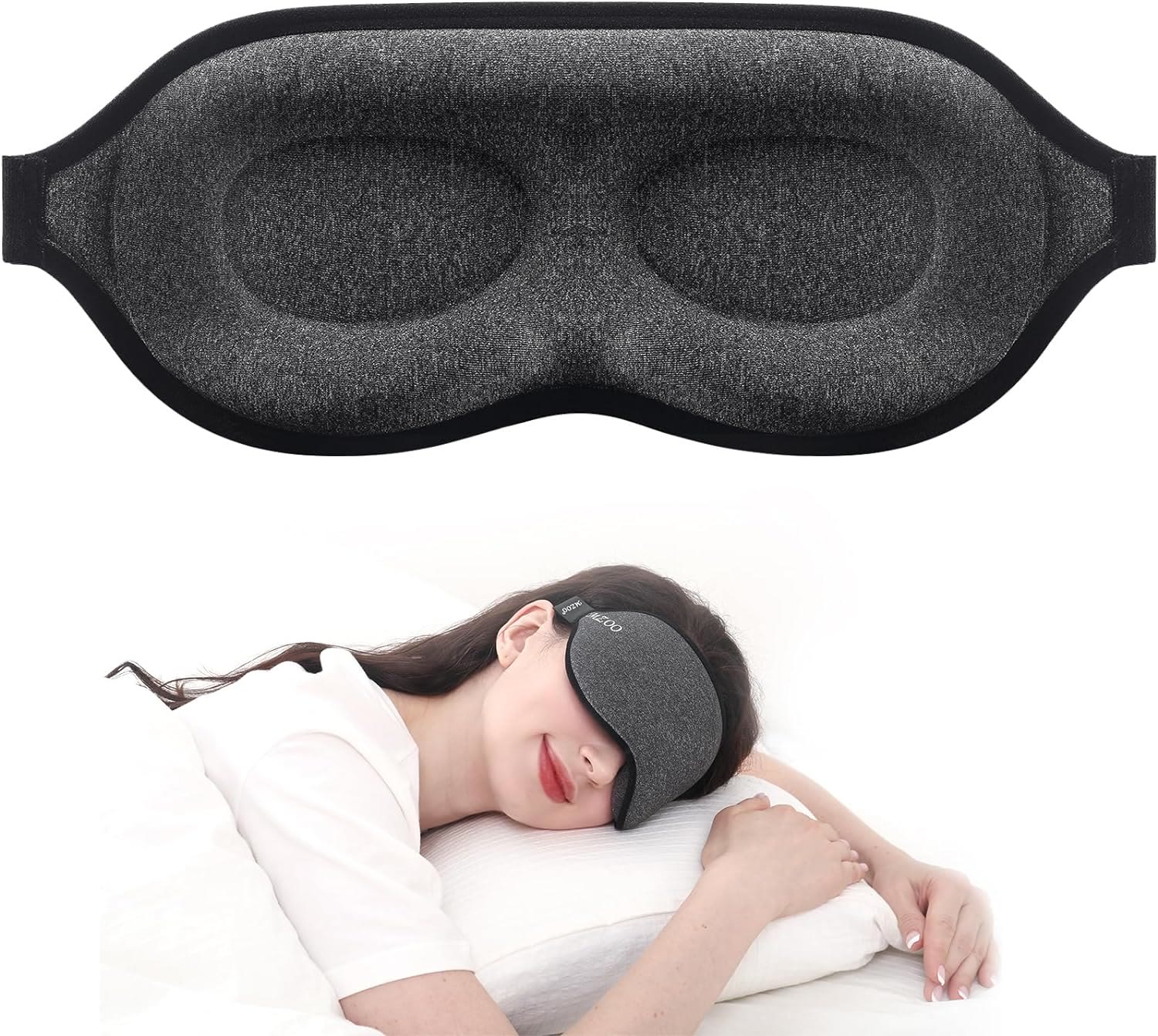 3D Contoured Sleep Mask, Light Blocking Eye Mask for Sleeping, Comfortable Travel Eye Mask with Memory Foam Design for Men and Women - image 3